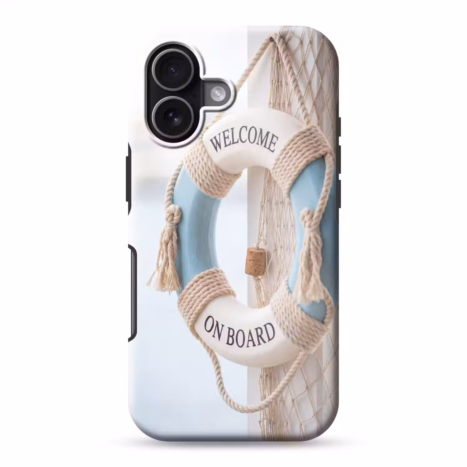 Reddingsboei - Maritiem - Welkom - Blauw - Wit Toughcase MagSafe Apple iPhone 17 klein -3d