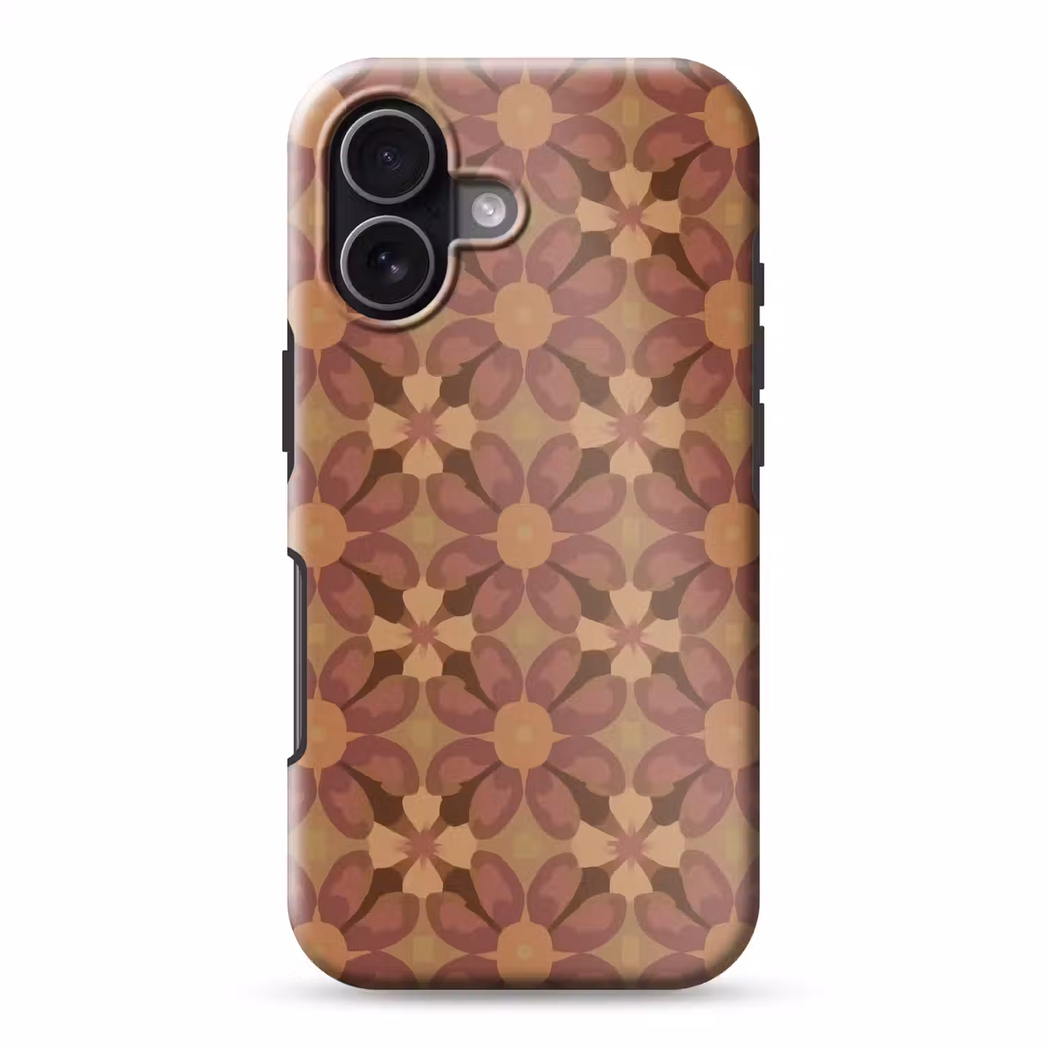 Retro - Bloemen - Bruin Toughcase MagSafe Apple iPhone 17 klein 1017 -3d