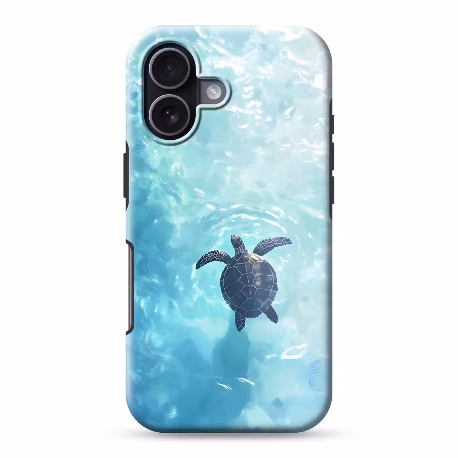 Schildpad - Zee - Blauw - Schittering Toughcase MagSafe Apple iPhone 17 klein -3d
