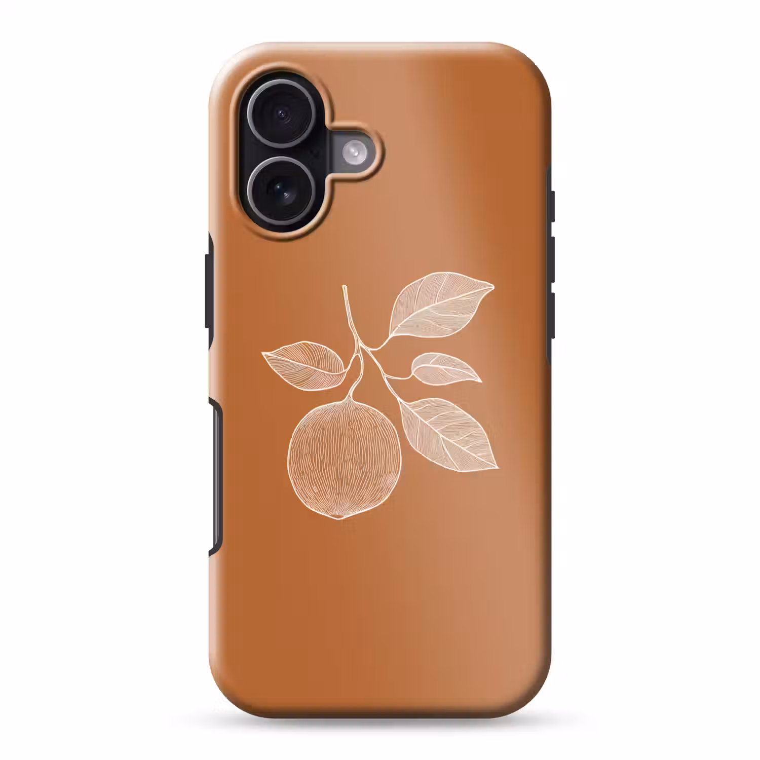 Sinaasappel - Getekend - Bladeren - Bruin Toughcase MagSafe Apple iPhone 17 klein -3d