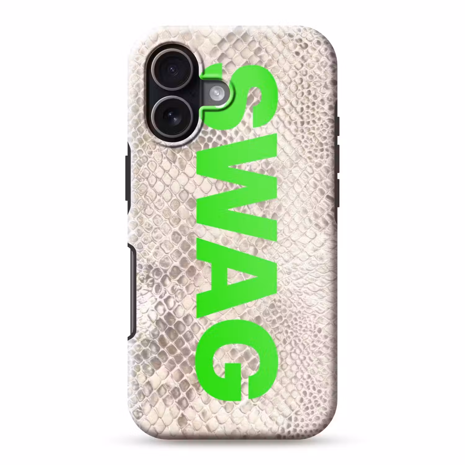Slangenprint - SWAG - Neon - Groen Toughcase MagSafe Apple iPhone 17 klein -3d