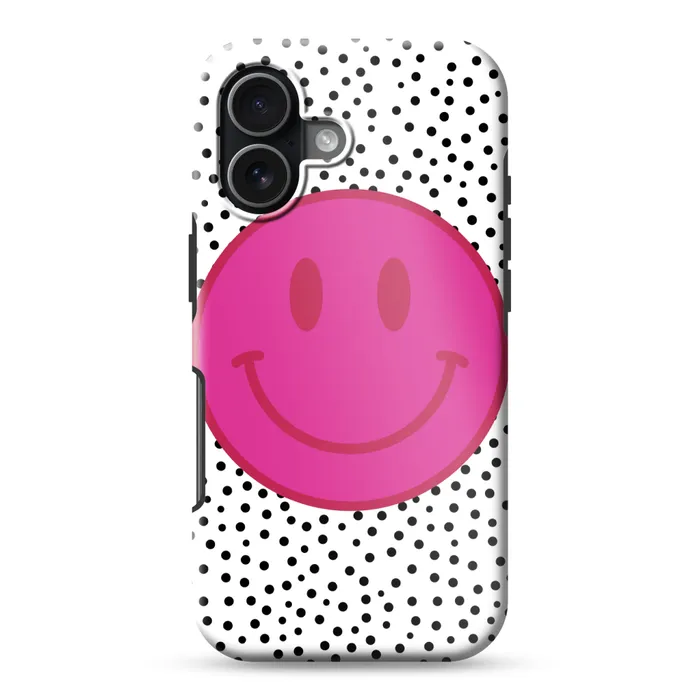 Smiley - Roze - Stippen Toughcase MagSafe Apple iPhone 17 klein -3d