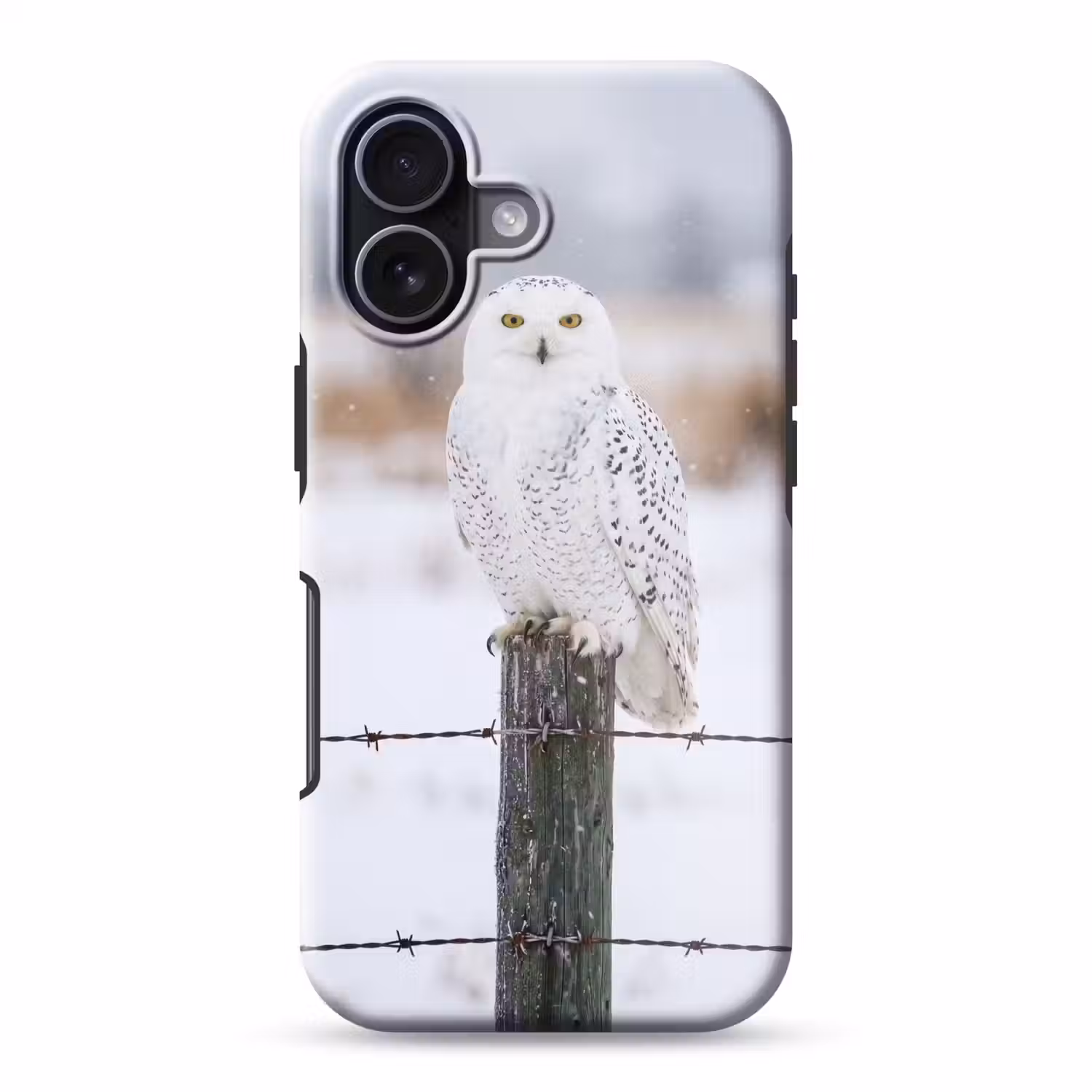 Sneeuwuil - Hek - Sneeuw - Wit Toughcase MagSafe Apple iPhone 17 klein -3d