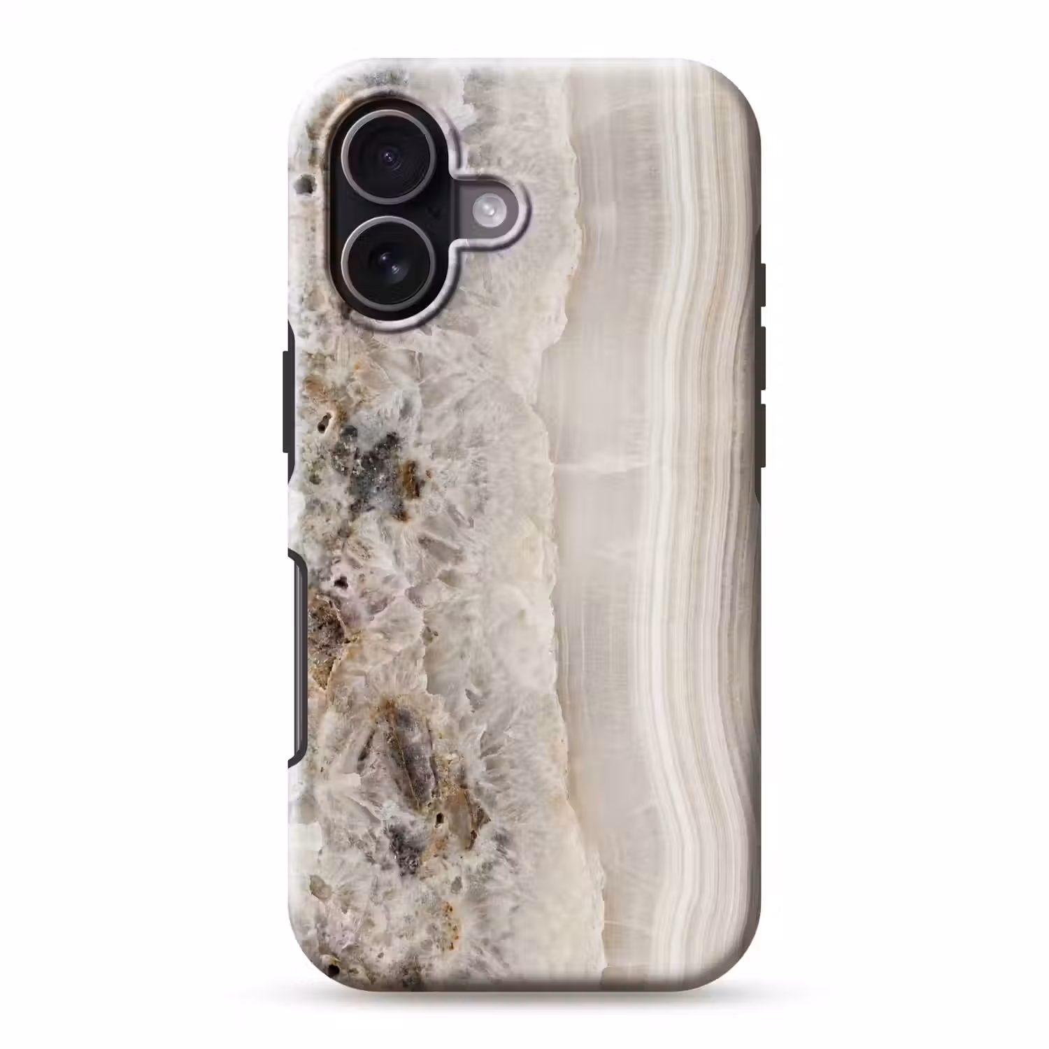 Steen - Textuur - Abstract - Beige - Wit Toughcase MagSafe Apple iPhone 17 klein -3d