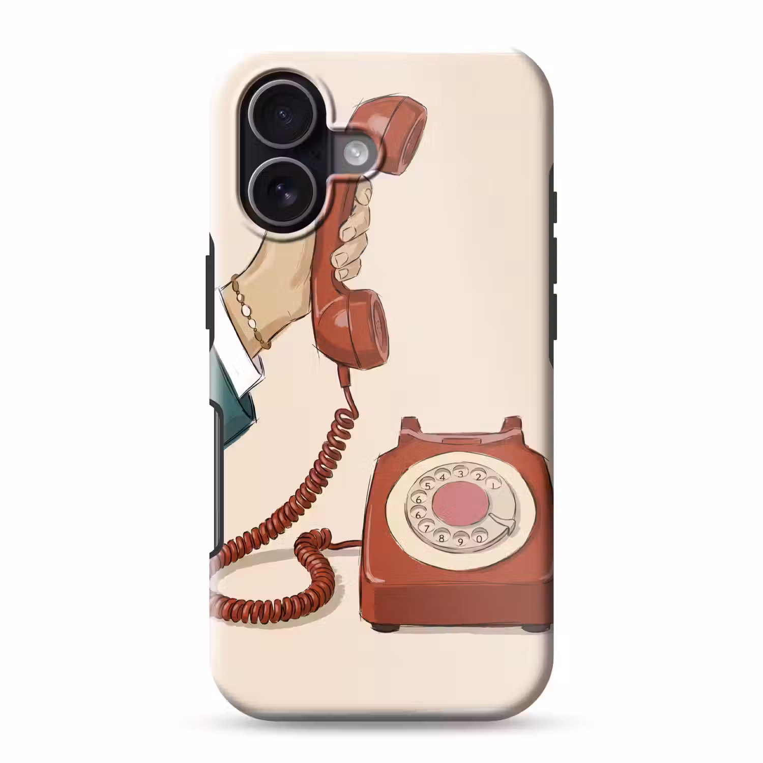 Telefoon - Hand - Vintage - Communicatie - Rood Toughcase MagSafe Apple iPhone 17 klein -3d