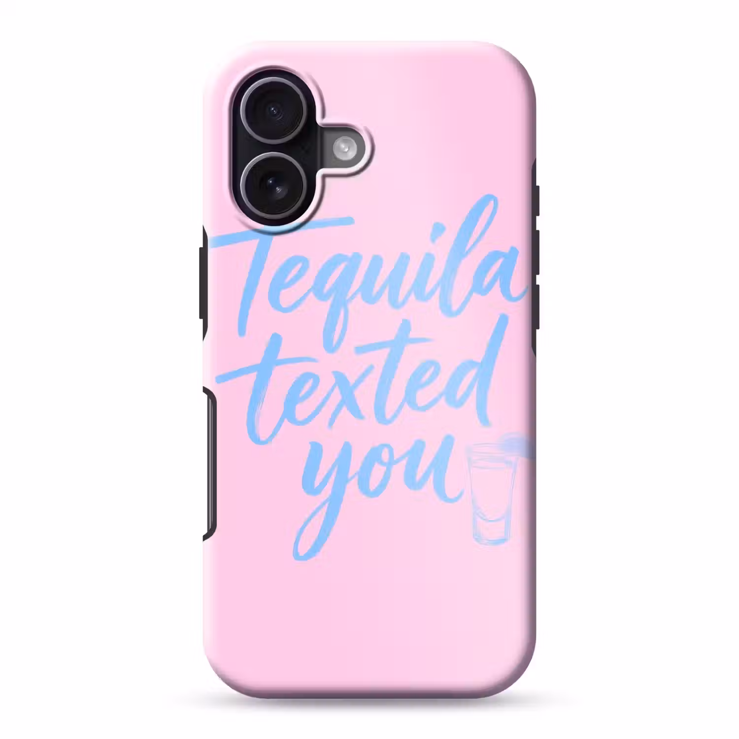 Tequila texted you - Roze - Blauw Toughcase MagSafe Apple iPhone 17 klein -3d