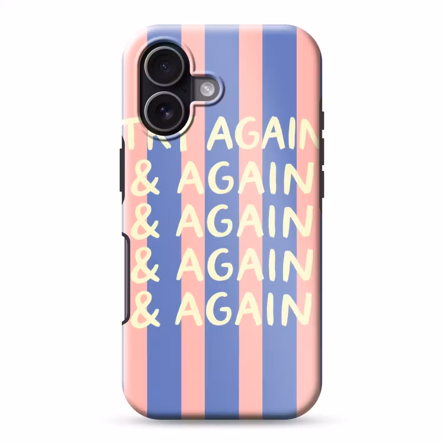 Try again - Strepen - Roze - Verticaal - Blauw Toughcase MagSafe Apple iPhone 17 klein -3d