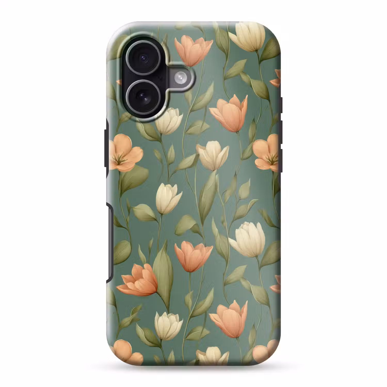 Tulpen - Botanisch - Groen Toughcase MagSafe Apple iPhone 17 klein 1017 -3d