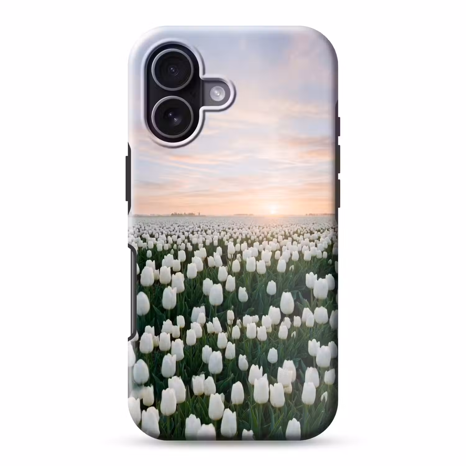 Tulpen - Landschap - Wit Toughcase MagSafe Apple iPhone 17 klein -3d
