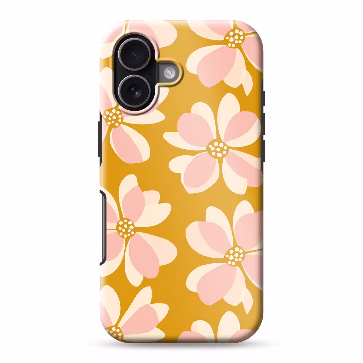 Vintage - Bloemen - Okergeel Toughcase MagSafe Apple iPhone 17 klein 1017 -3d