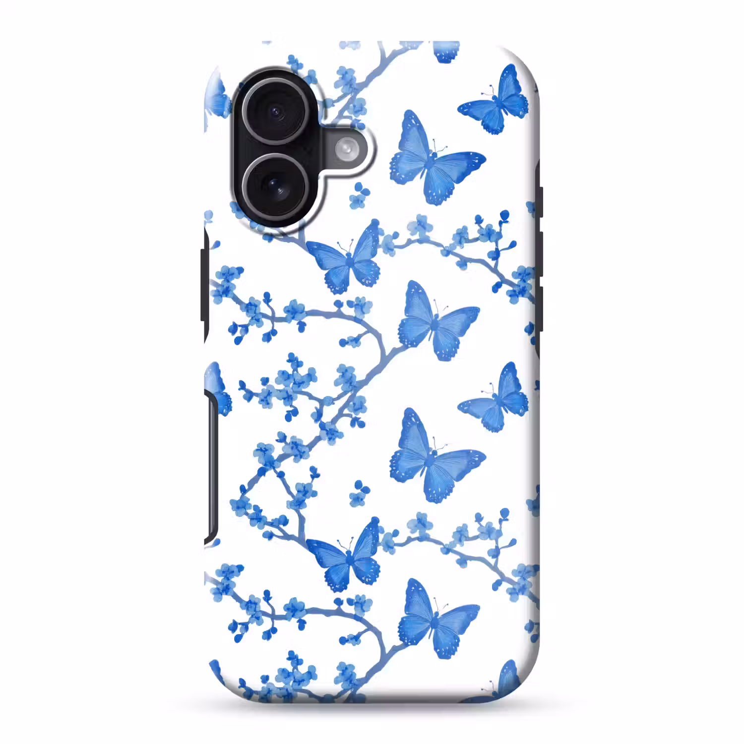 Vlinder - Bloemen - Blauw Toughcase MagSafe Apple iPhone 17 klein 1017 -3d