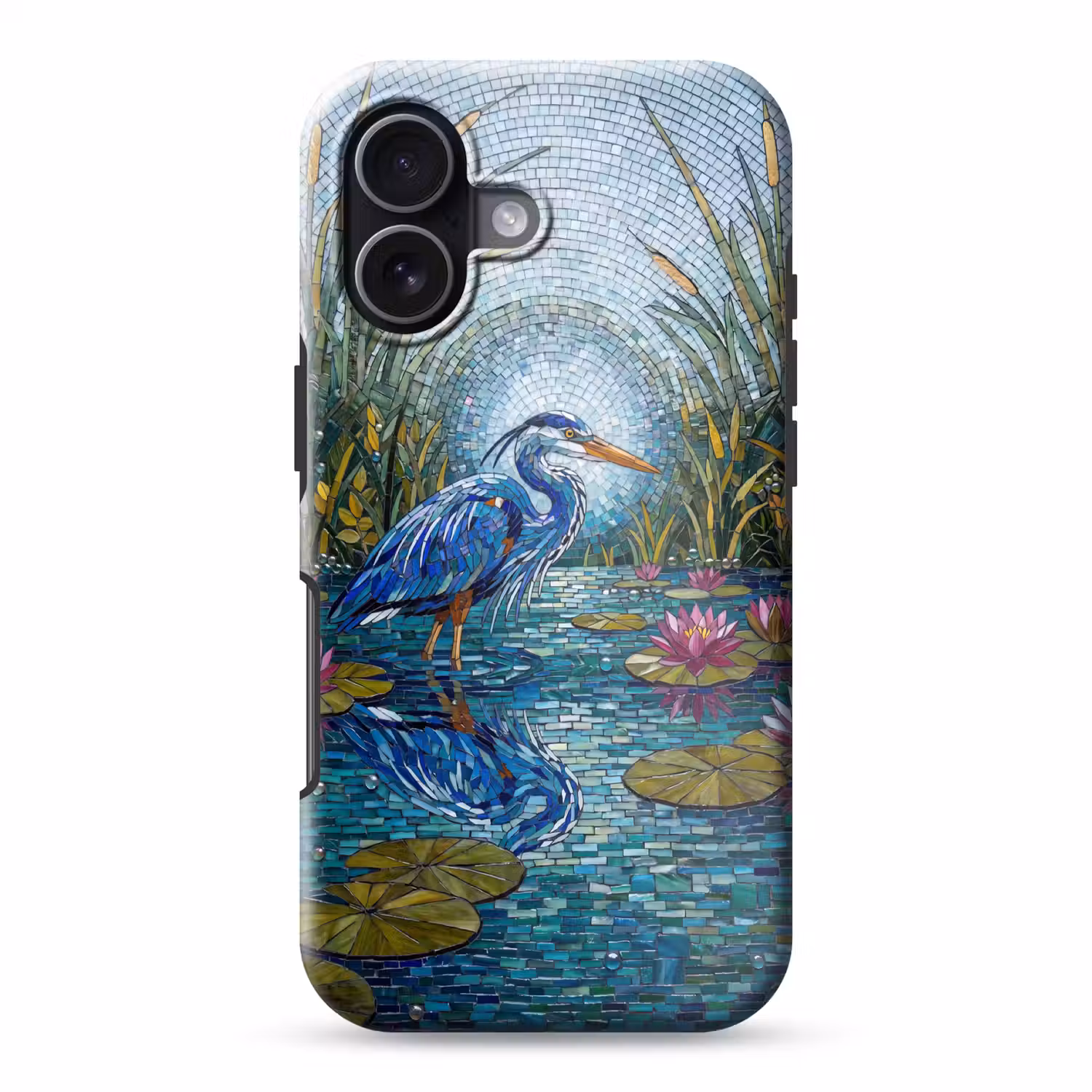 Vogel - Water - Natuur - Abstract - Blauw Toughcase MagSafe Apple iPhone 17 klein -3d