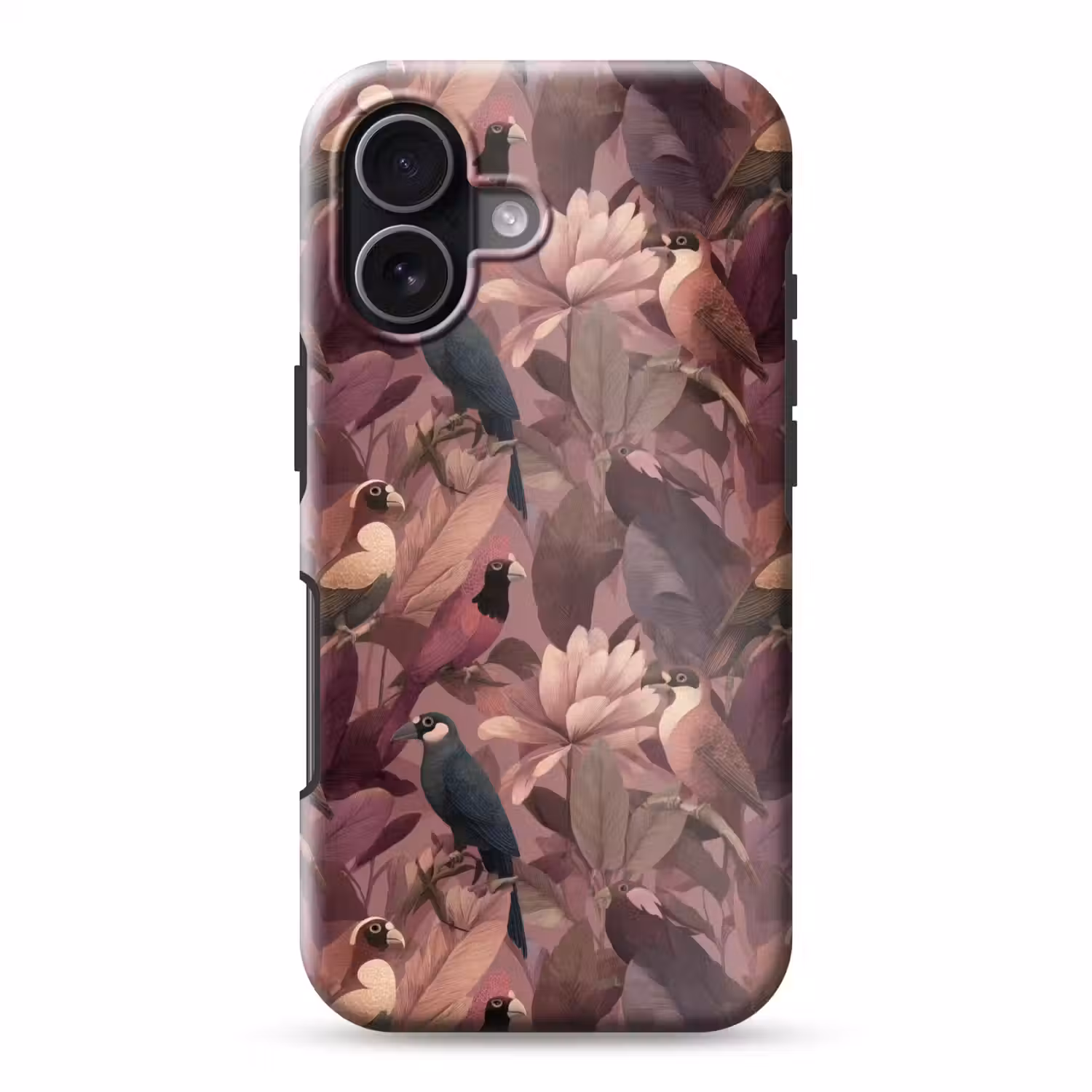 Vogels - Bladeren - Roze Toughcase MagSafe Apple iPhone 17 klein 1017 -3d