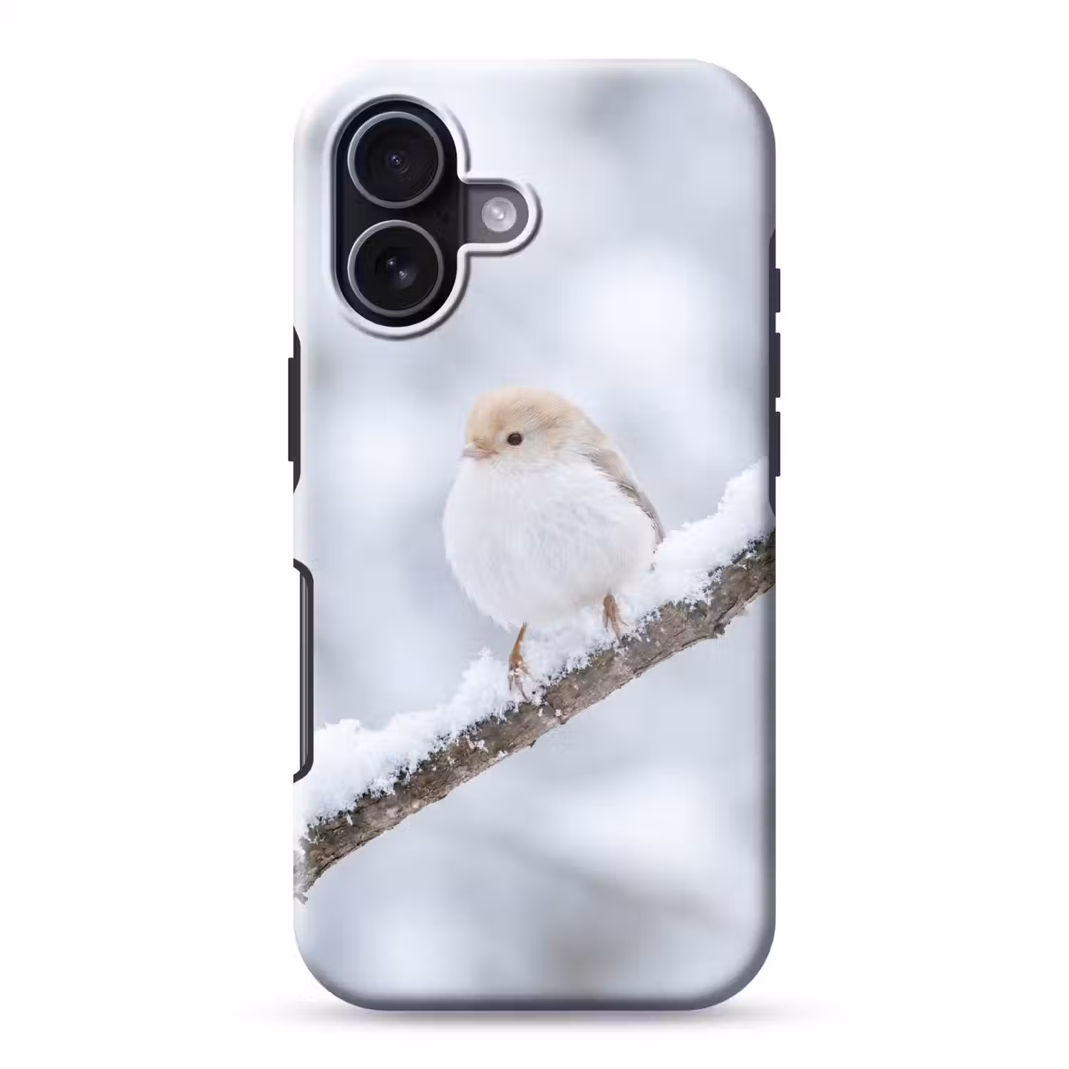 Vogeltje - Sneeuw - Tak - Winter - Zacht Toughcase MagSafe Apple iPhone 17 klein -3d