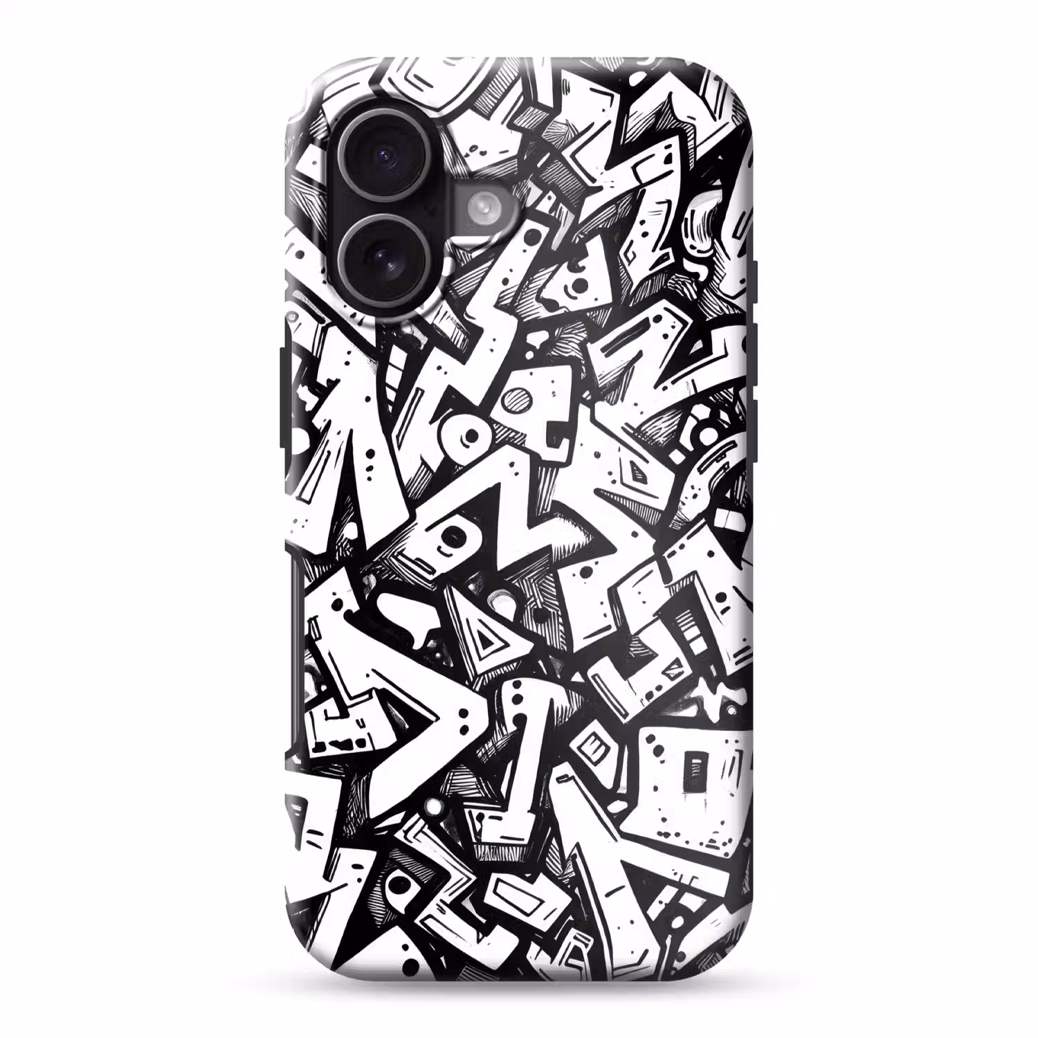 Vormen - Letters - Graffiti - Zwart Toughcase MagSafe Apple iPhone 17 klein -3d