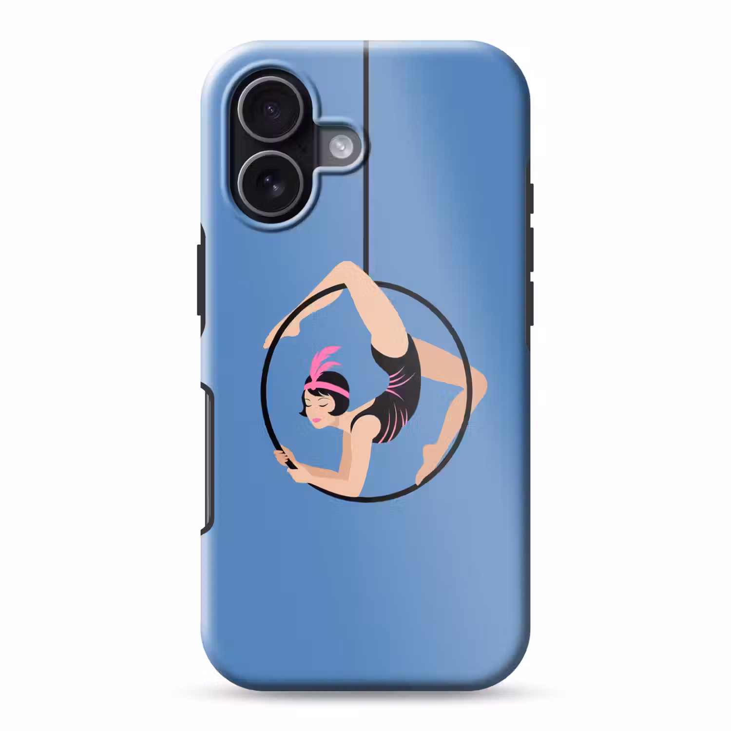 Vrouw - Aerial hoop - Art deco - Illustratie - Blauw Toughcase MagSafe Apple iPhone 17 klein -3d