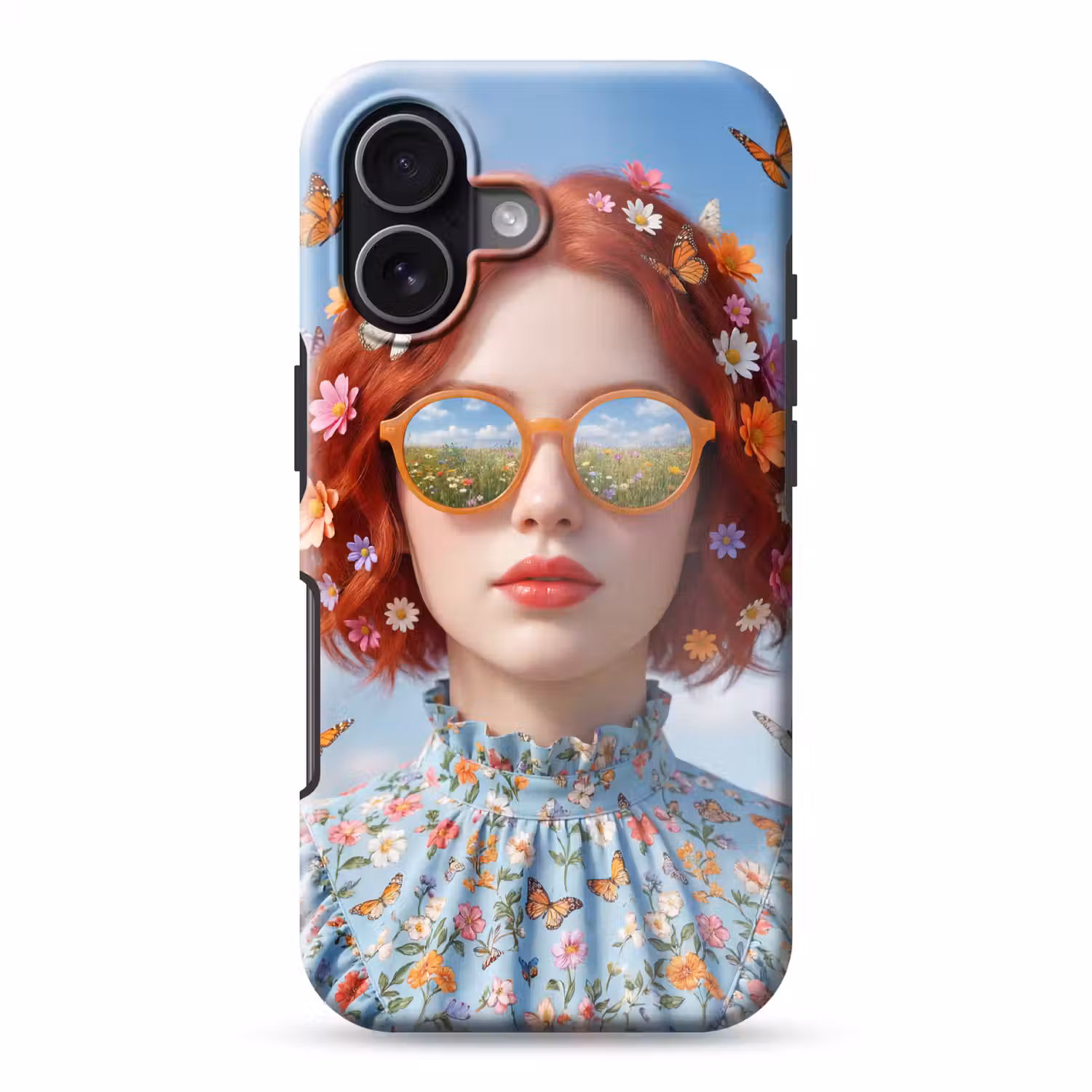 Vrouw - Bloemen - Zomer - Portret - Kleurrijk Toughcase MagSafe Apple iPhone 17 klein -3d