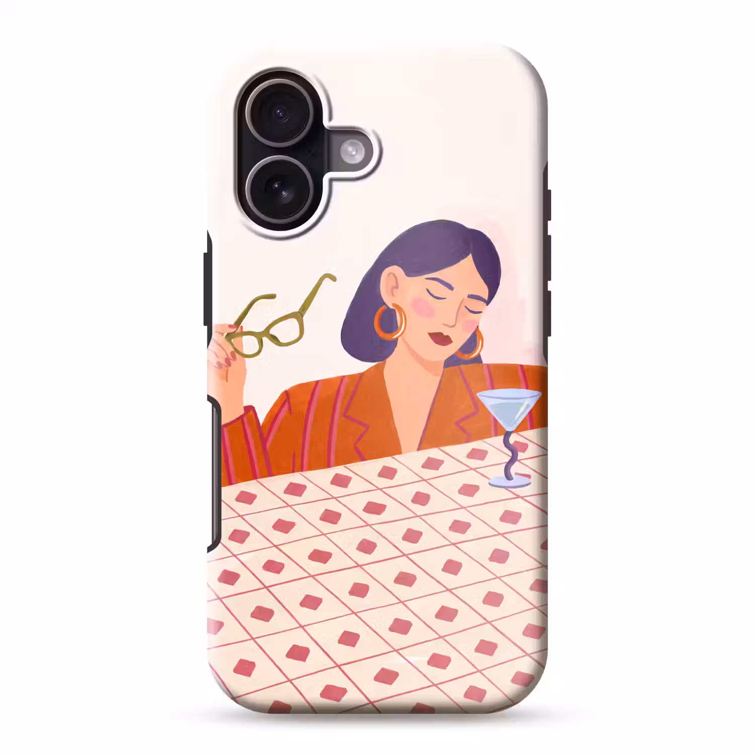 Vrouw - Bril - Cocktail - Illustratie - Modern Toughcase MagSafe Apple iPhone 17 klein -3d