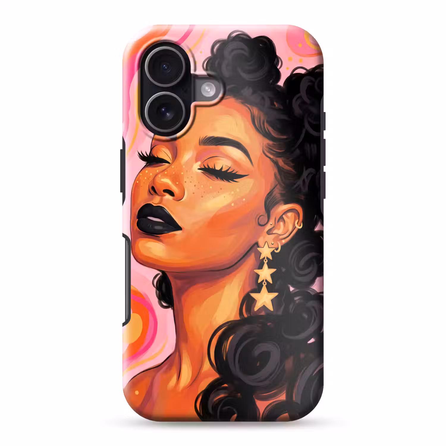Vrouw - Portret - Abstract - Kleurrijk - Roze Toughcase MagSafe Apple iPhone 17 klein -3d