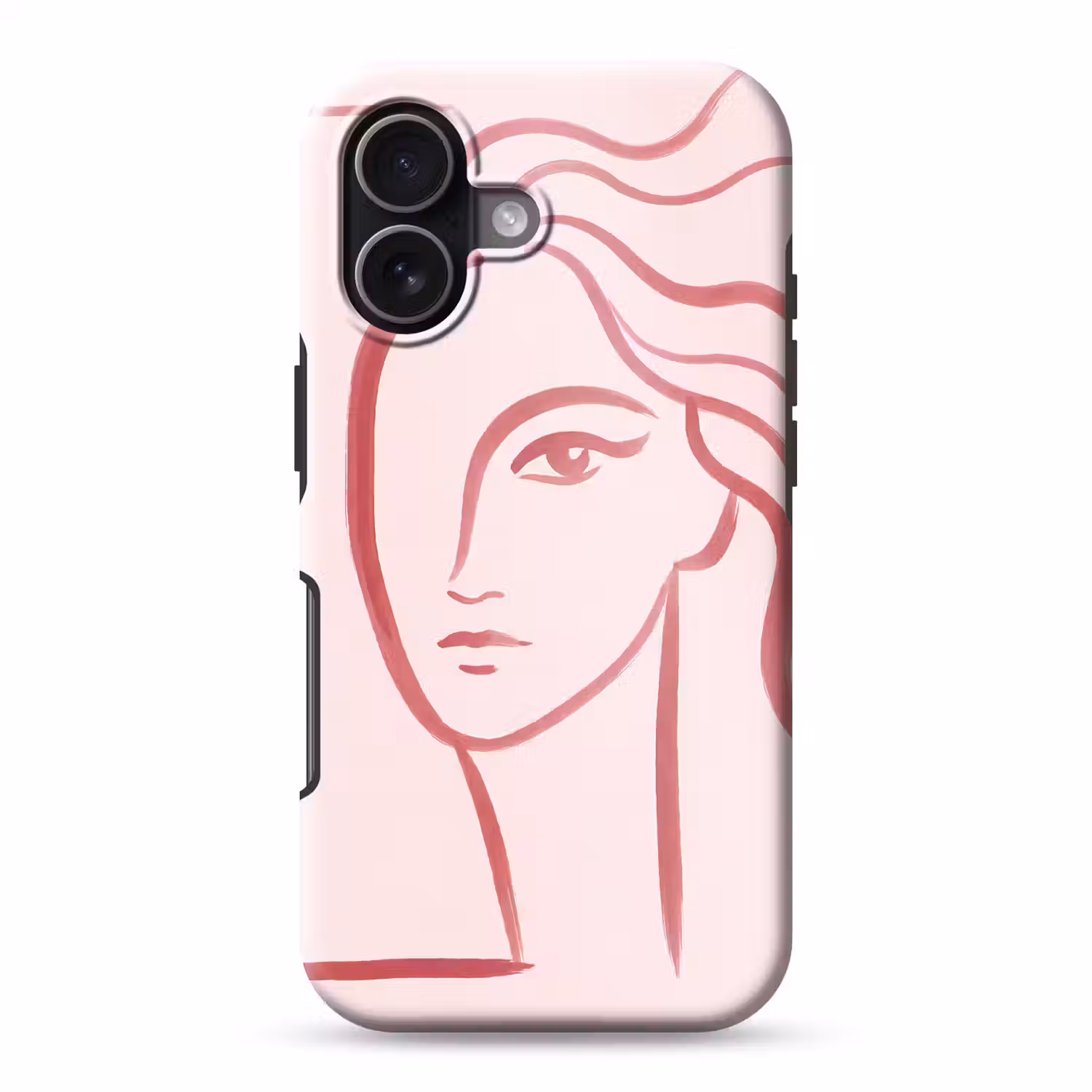 Vrouw - Portret - Abstract - Lijnkunst - Rood Toughcase MagSafe Apple iPhone 17 klein -3d