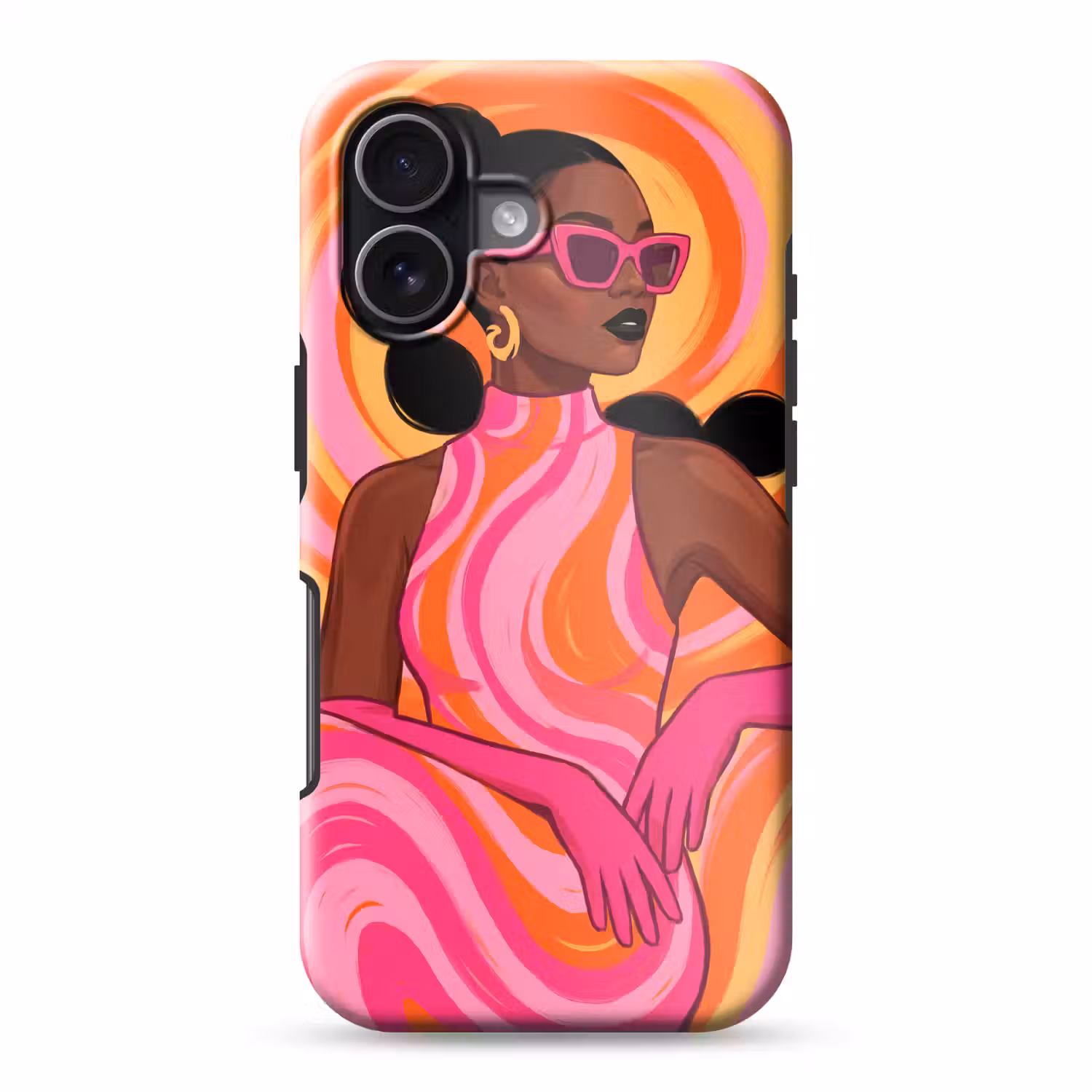 Vrouw - Portret - Kunst - Abstract - Roze Toughcase MagSafe Apple iPhone 17 klein -3d