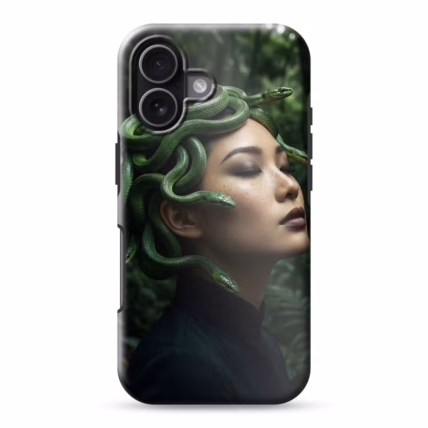 Vrouw - Slang - Natuur - Mystiek - Groen Toughcase MagSafe Apple iPhone 17 klein -3d
