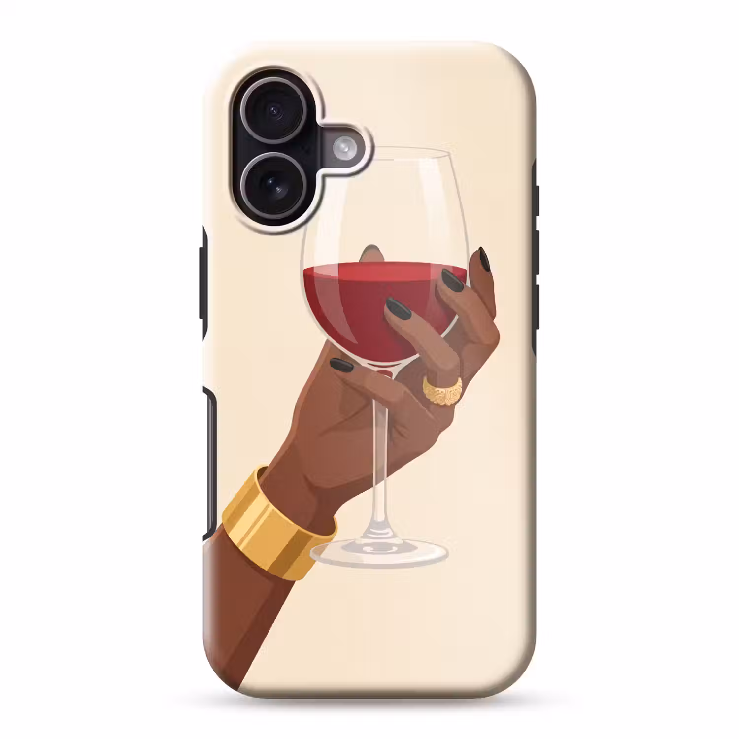 Vrouw - Wijn - Glas - Illustratie - Rood Toughcase MagSafe Apple iPhone 17 klein -3d