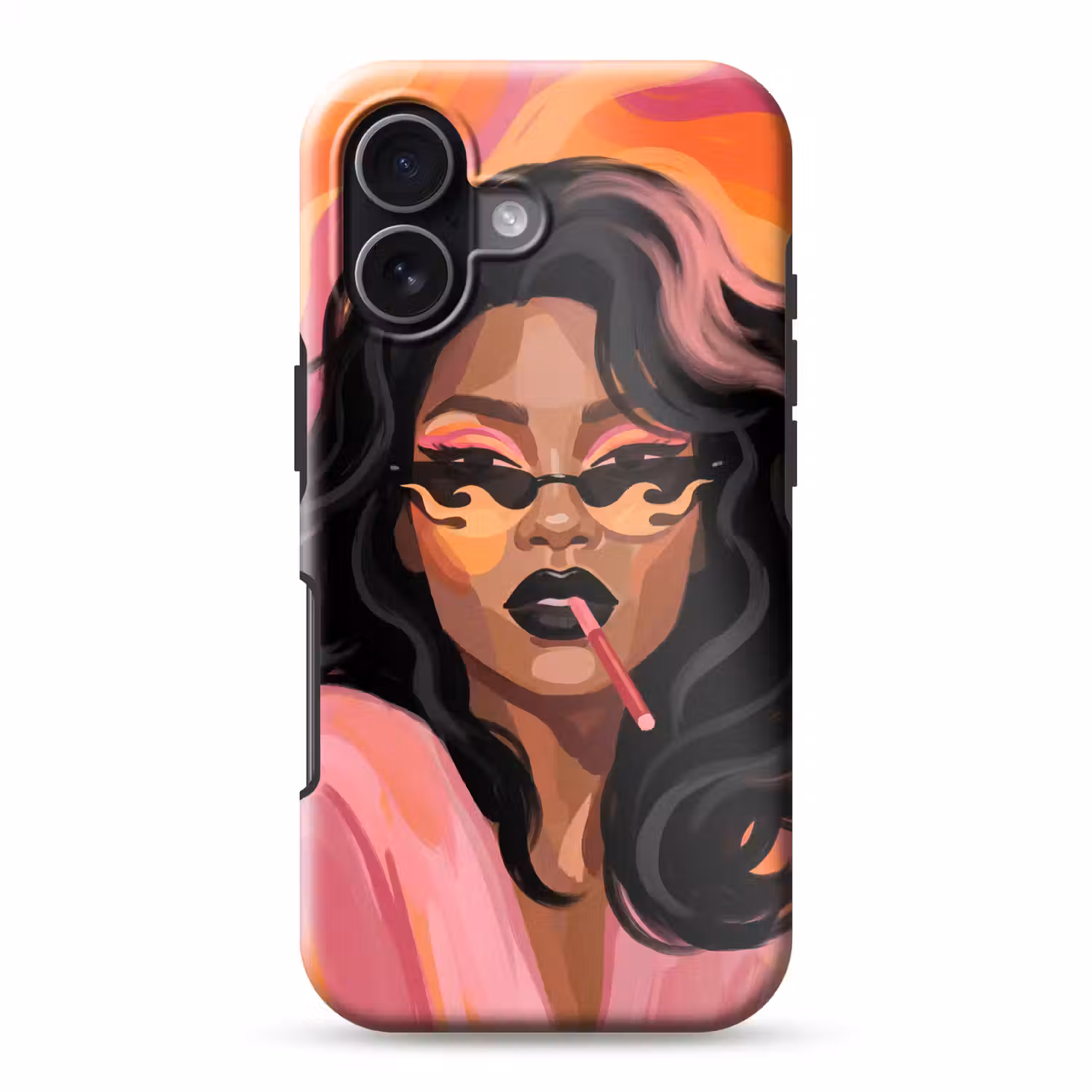 Vrouw - Zonnebril - Modern - Portret - Oranje Toughcase MagSafe Apple iPhone 17 klein -3d