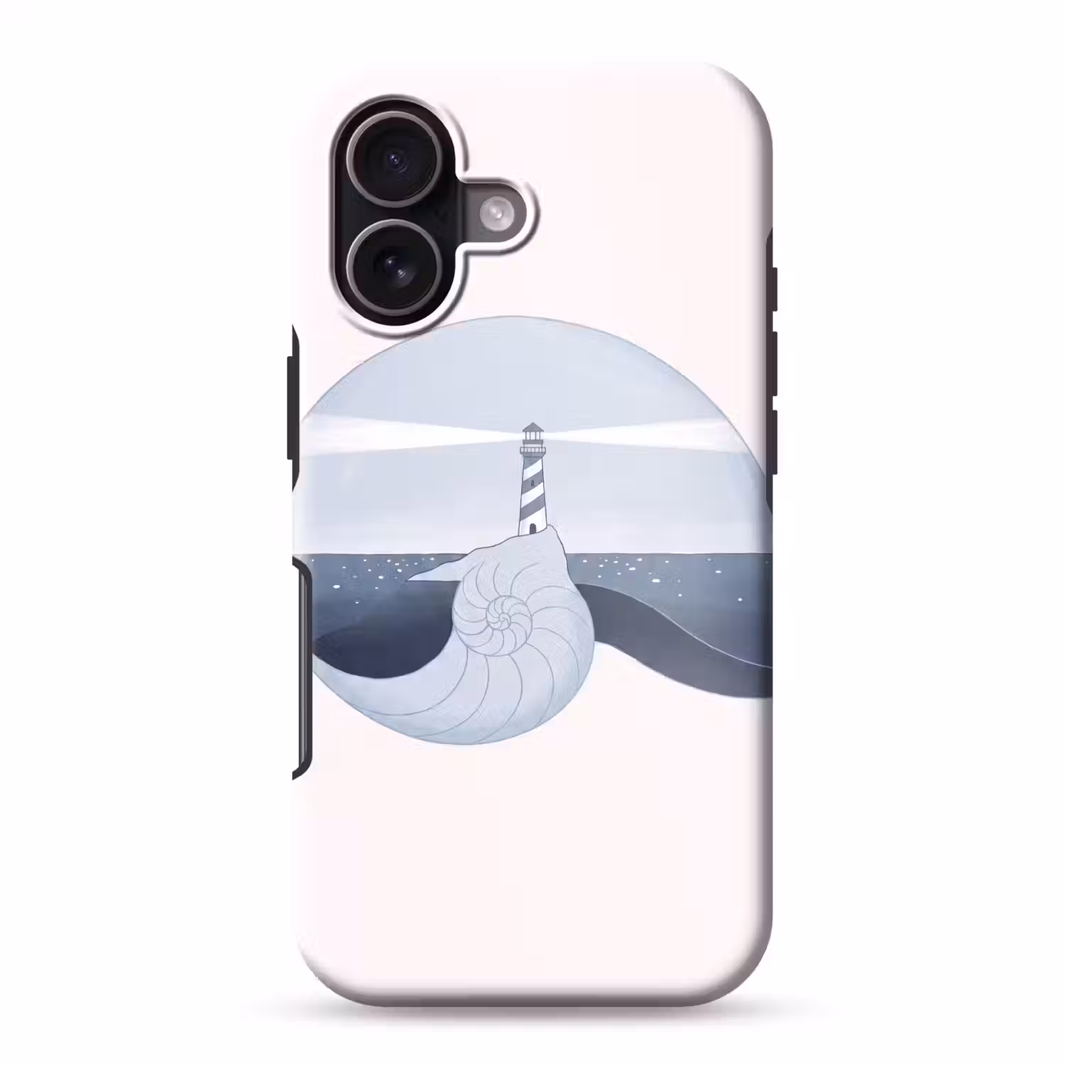 Vuurtoren - Zee - Schelp - Abstract - Blauw Toughcase MagSafe Apple iPhone 17 klein -3d