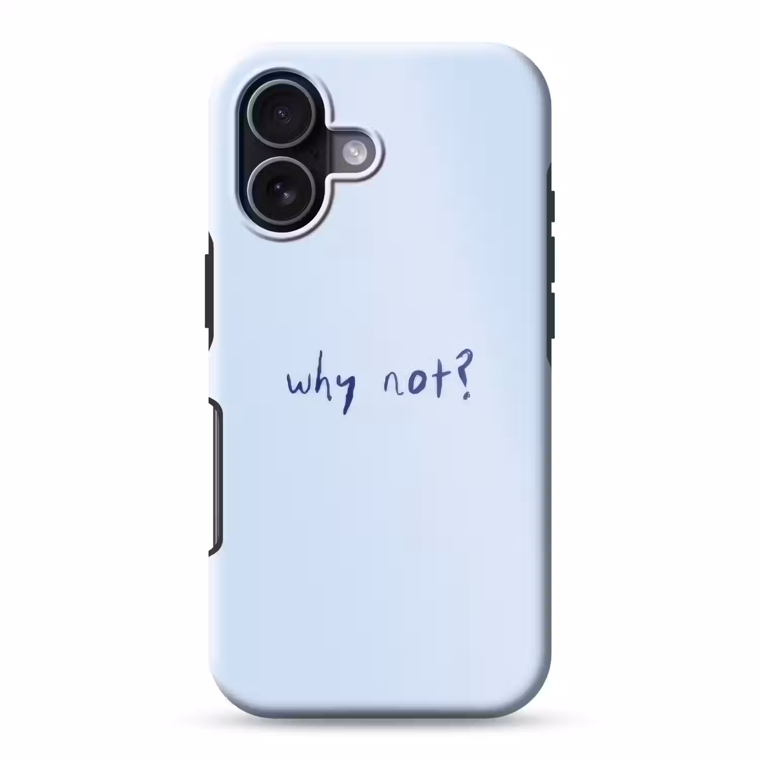 Why not - Blauw - Donker blauw - Quote Toughcase MagSafe Apple iPhone 17 klein -3d