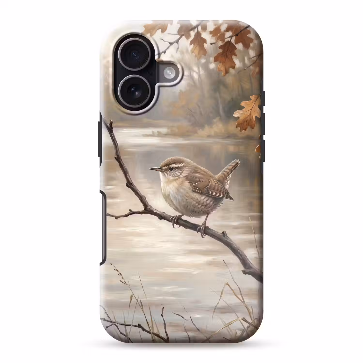 Winterkoninkje - Tak - Rivier - Natuur - Sfeervol Toughcase MagSafe Apple iPhone 17 klein -3d