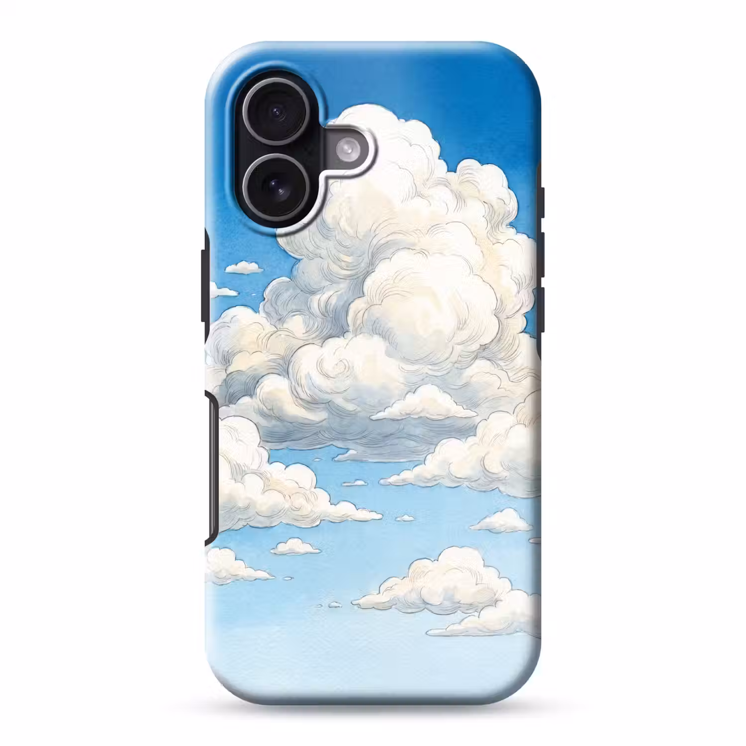 Wolken - Blauwe lucht - Natuur - Modern - Wit Toughcase MagSafe Apple iPhone 17 klein -3d