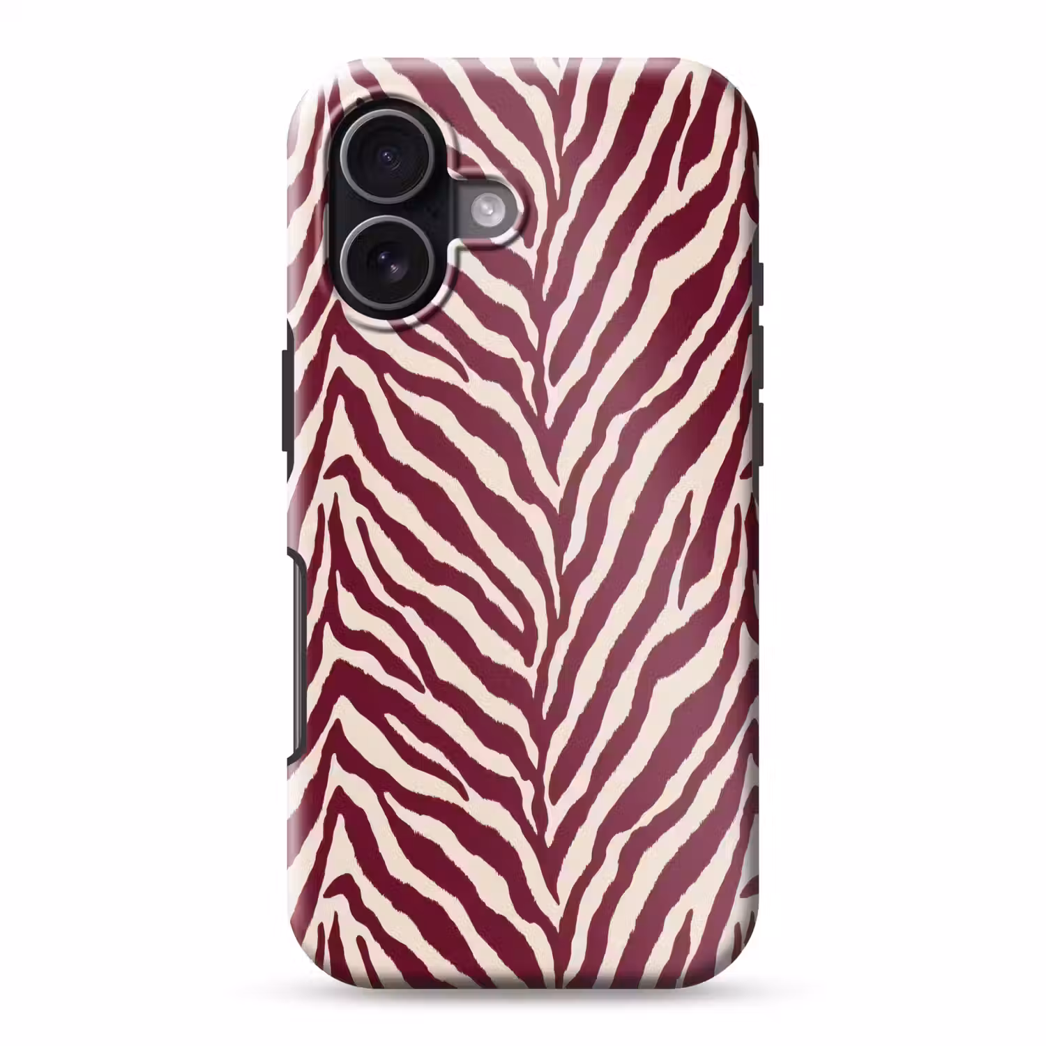 Zebra - Motief - Bordeaux - Rood Toughcase MagSafe Apple iPhone 17 klein 1017 -3d