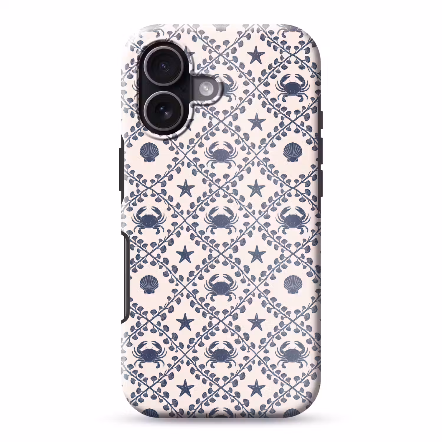 Zee - Krab - Zeester - Patroon - Blauw Toughcase MagSafe Apple iPhone 17 klein -3d