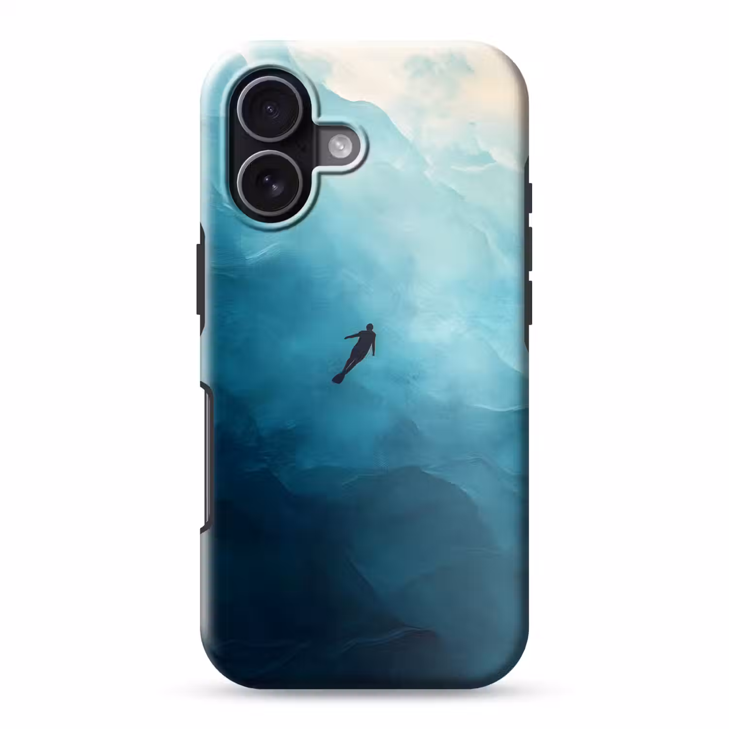 Zee - Silhouet - Abstract - Blauw Toughcase MagSafe Apple iPhone 17 klein -3d