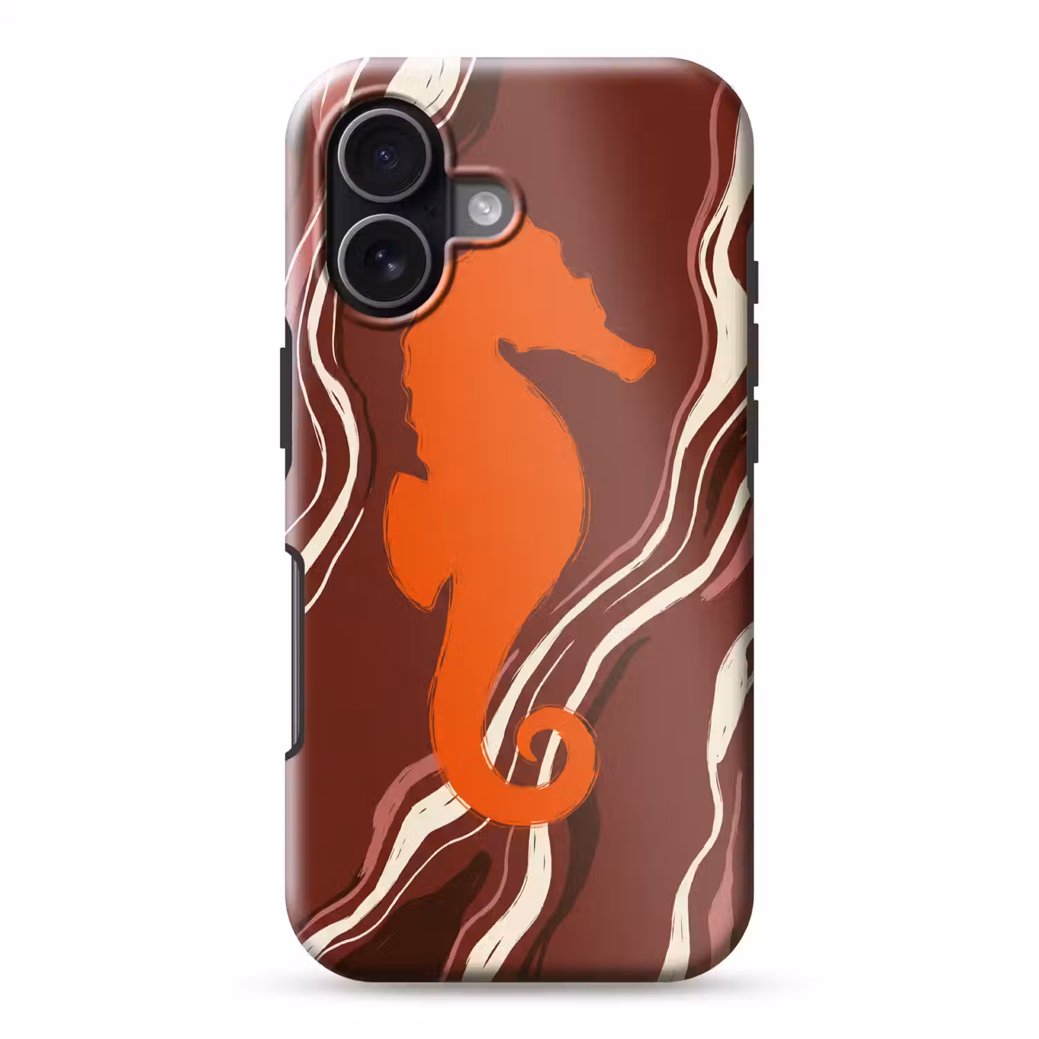 Zeepaardje - Golven - Zeeleven - Abstract - Oranje Toughcase MagSafe Apple iPhone 17 klein -3d