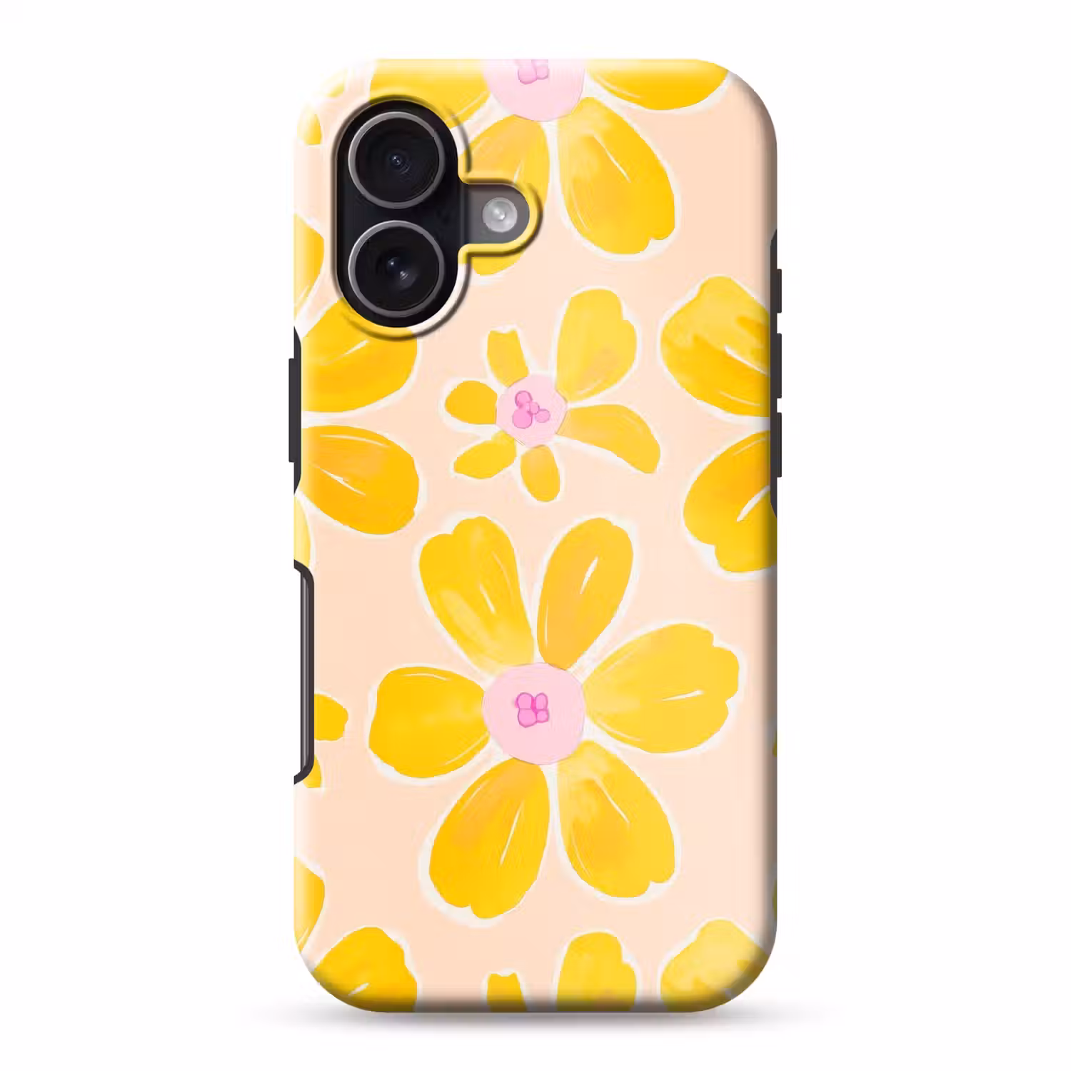 Zomers - Bloemen - Geel Toughcase MagSafe Apple iPhone 17 klein 1017 -3d