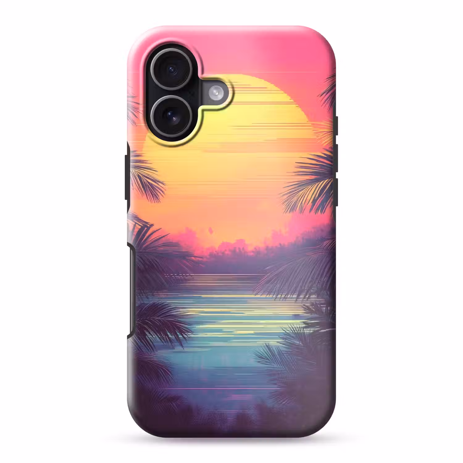 Zon - Geel - Palmbomen - Tropisch Toughcase MagSafe Apple iPhone 17 klein -3d
