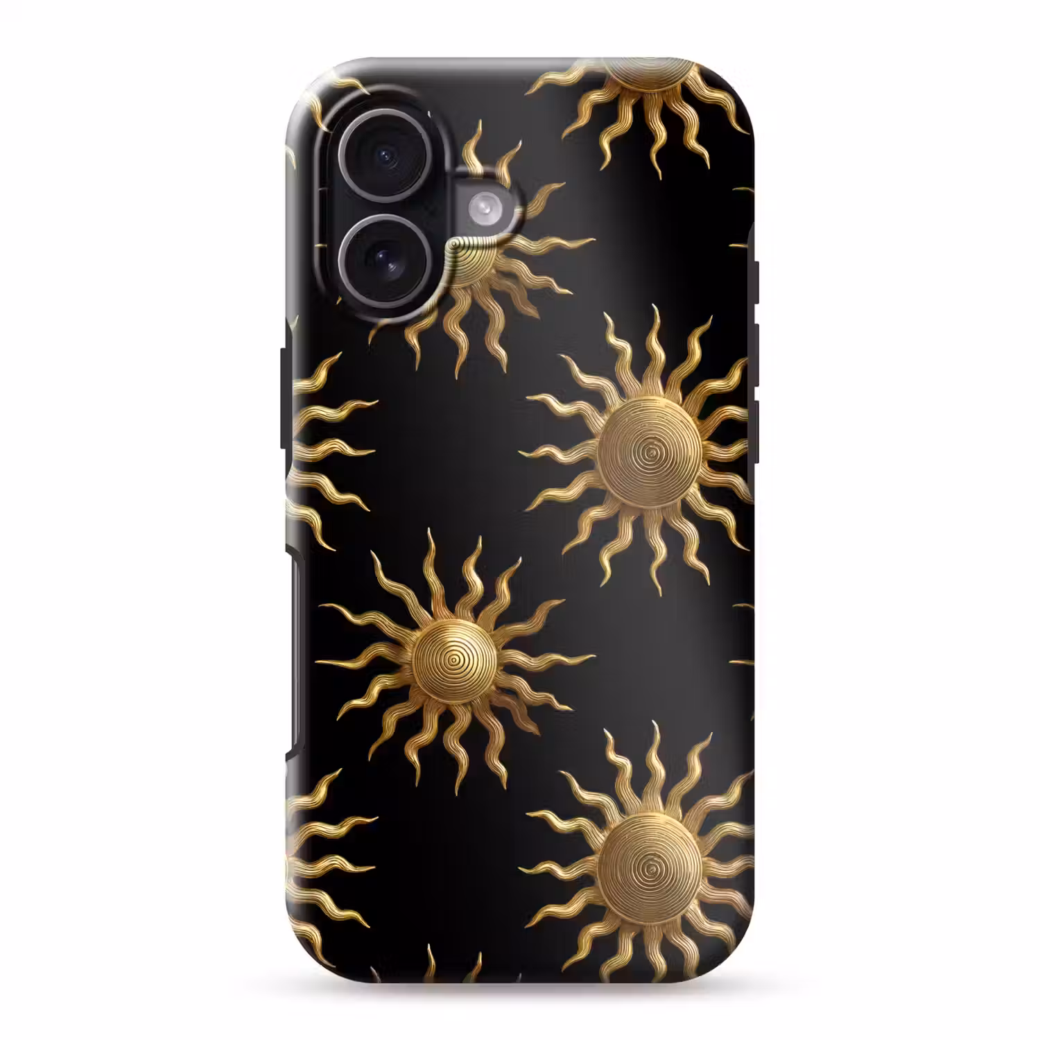 Zon - Patroon - Luxe - Goud - Zwart Toughcase MagSafe Apple iPhone 17 klein 1017 -3d