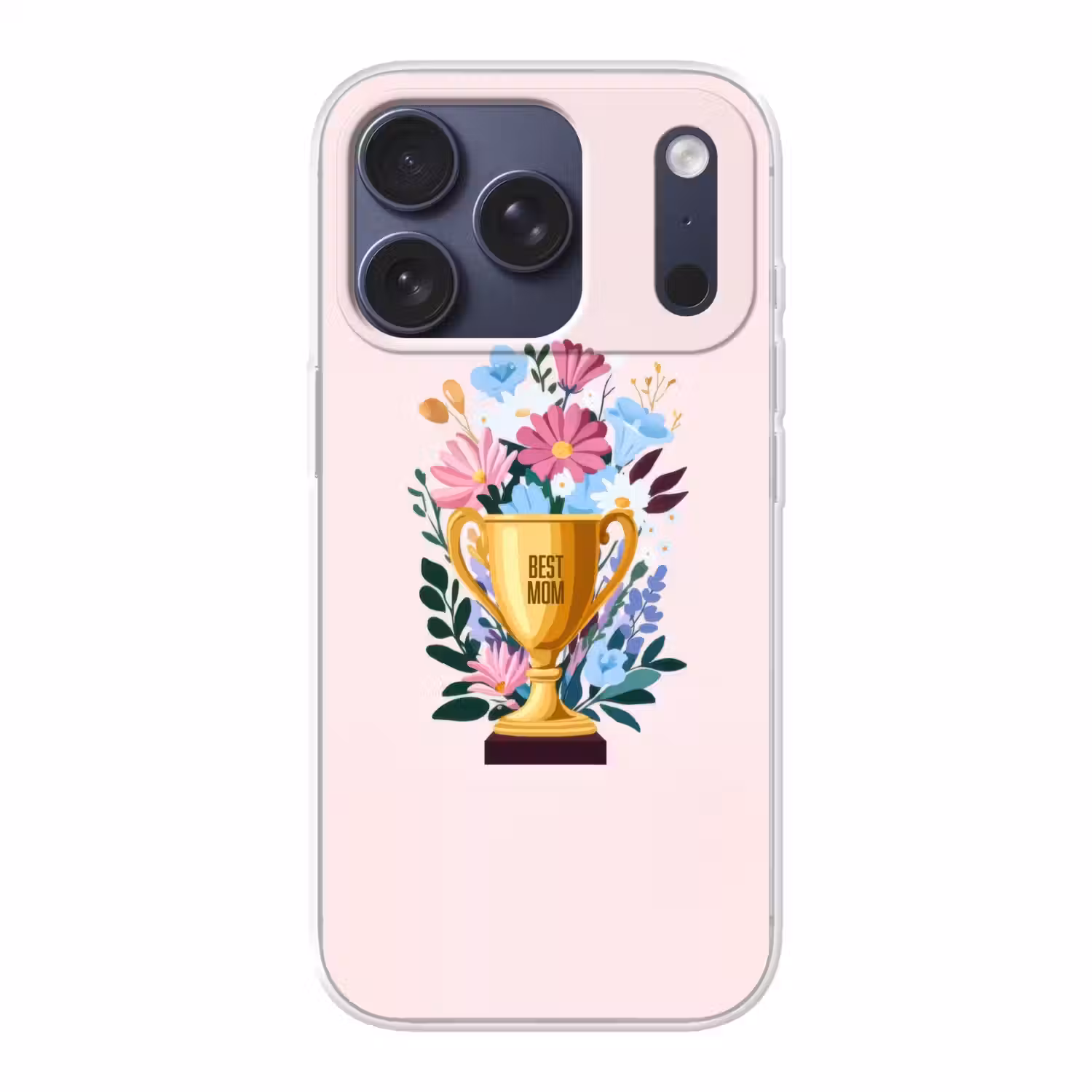 Trofee - Best Mom - Bloemen - Kleurrijk Telefoonhoesje iPhone 17 Pro klein -3d