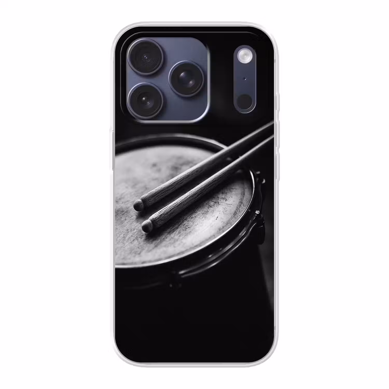 Trommel - Close-up - Drumstokken - Zwart Telefoonhoesje iPhone 17 Pro klein -3d