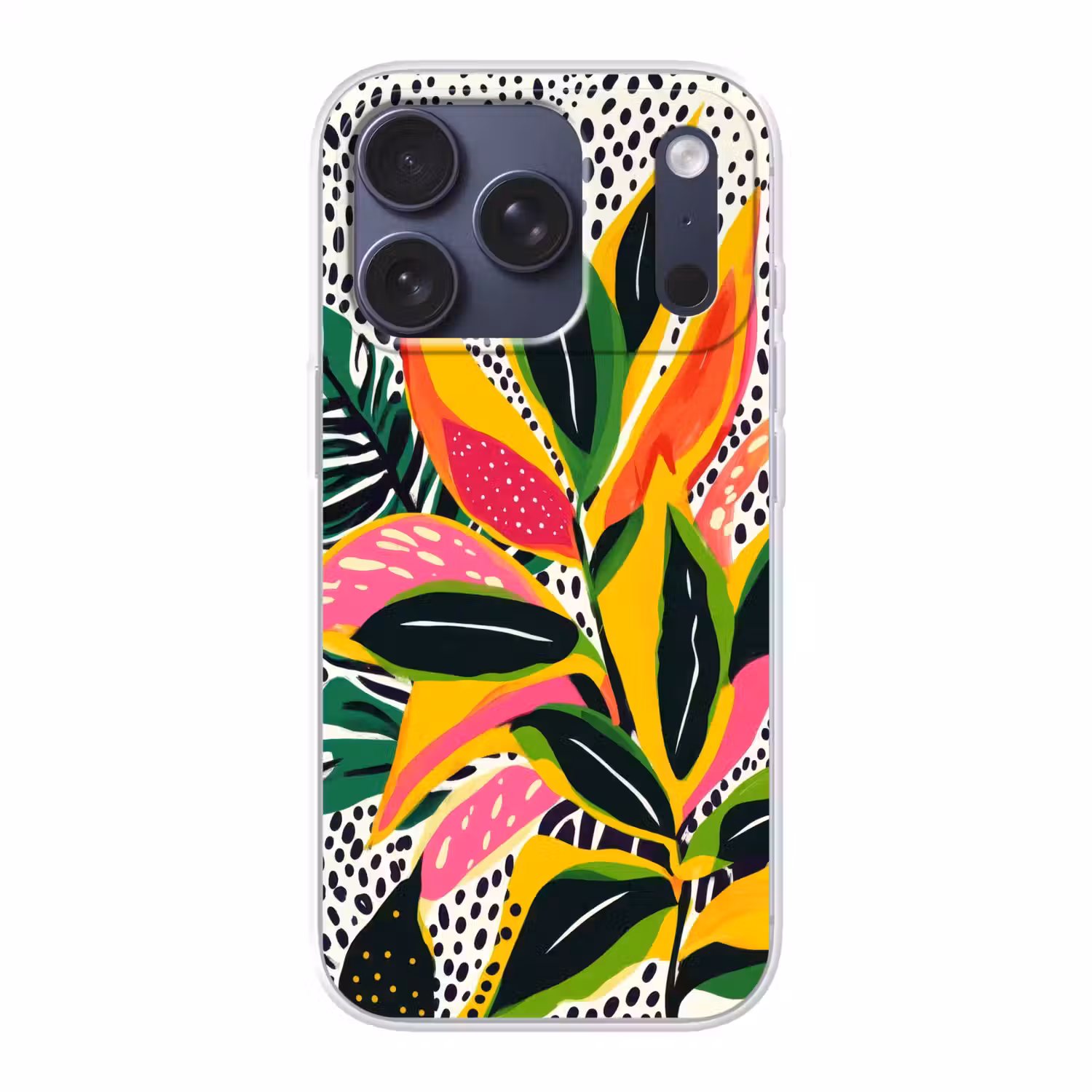 Tropisch - Bladeren - Zwart - wit Telefoonhoesje iPhone 17 Pro klein -3d