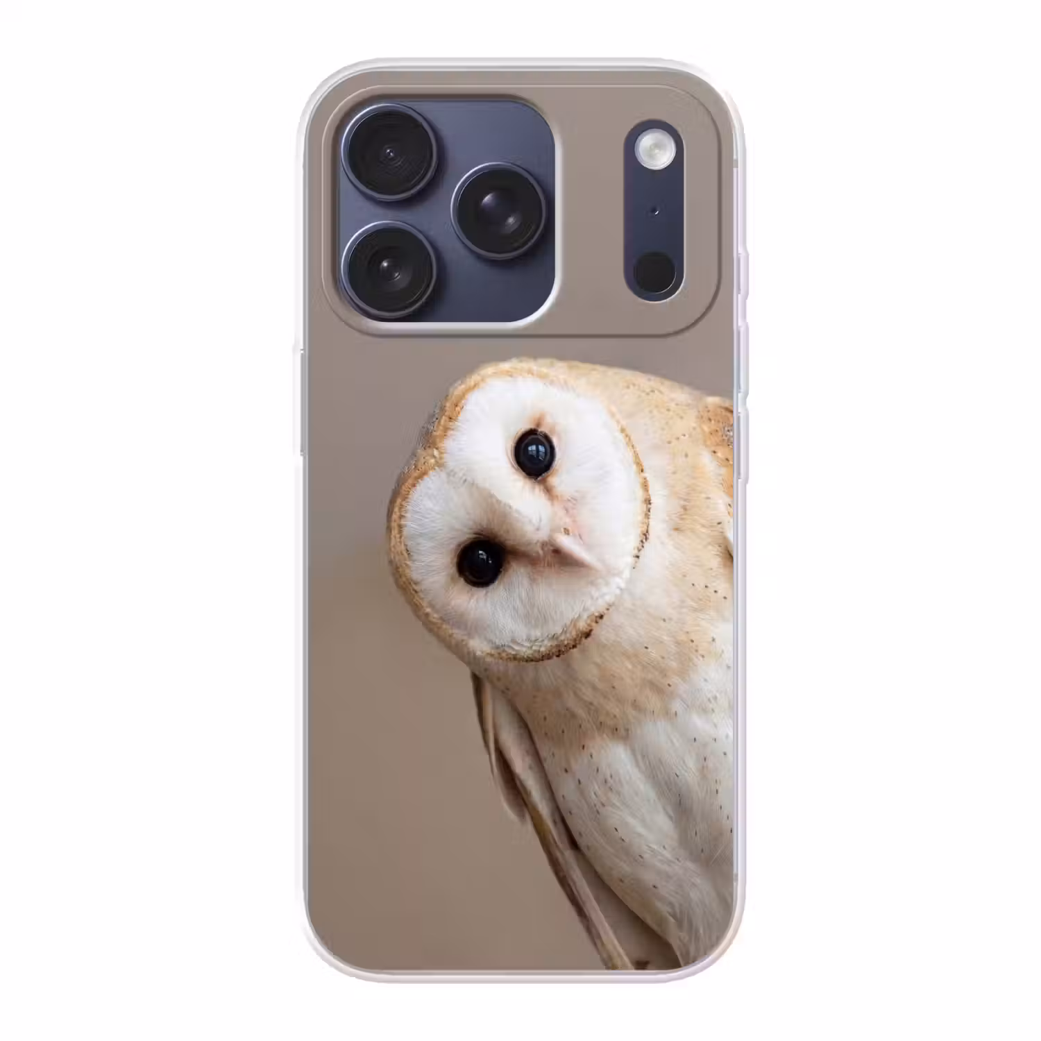 Uil - Bruin - Wit Telefoonhoesje iPhone 17 Pro klein -3d