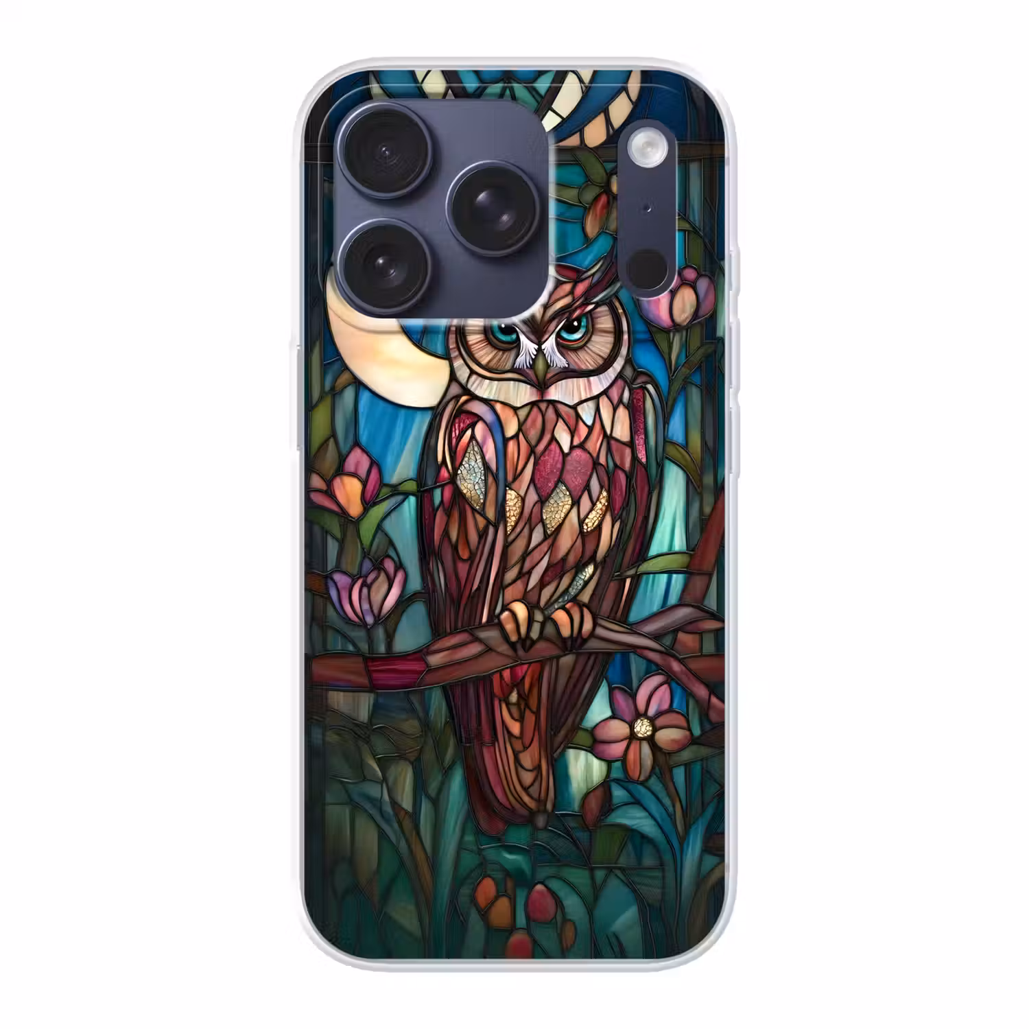Uil - Mozaïek - Maan - Nacht Telefoonhoesje iPhone 17 Pro klein -3d