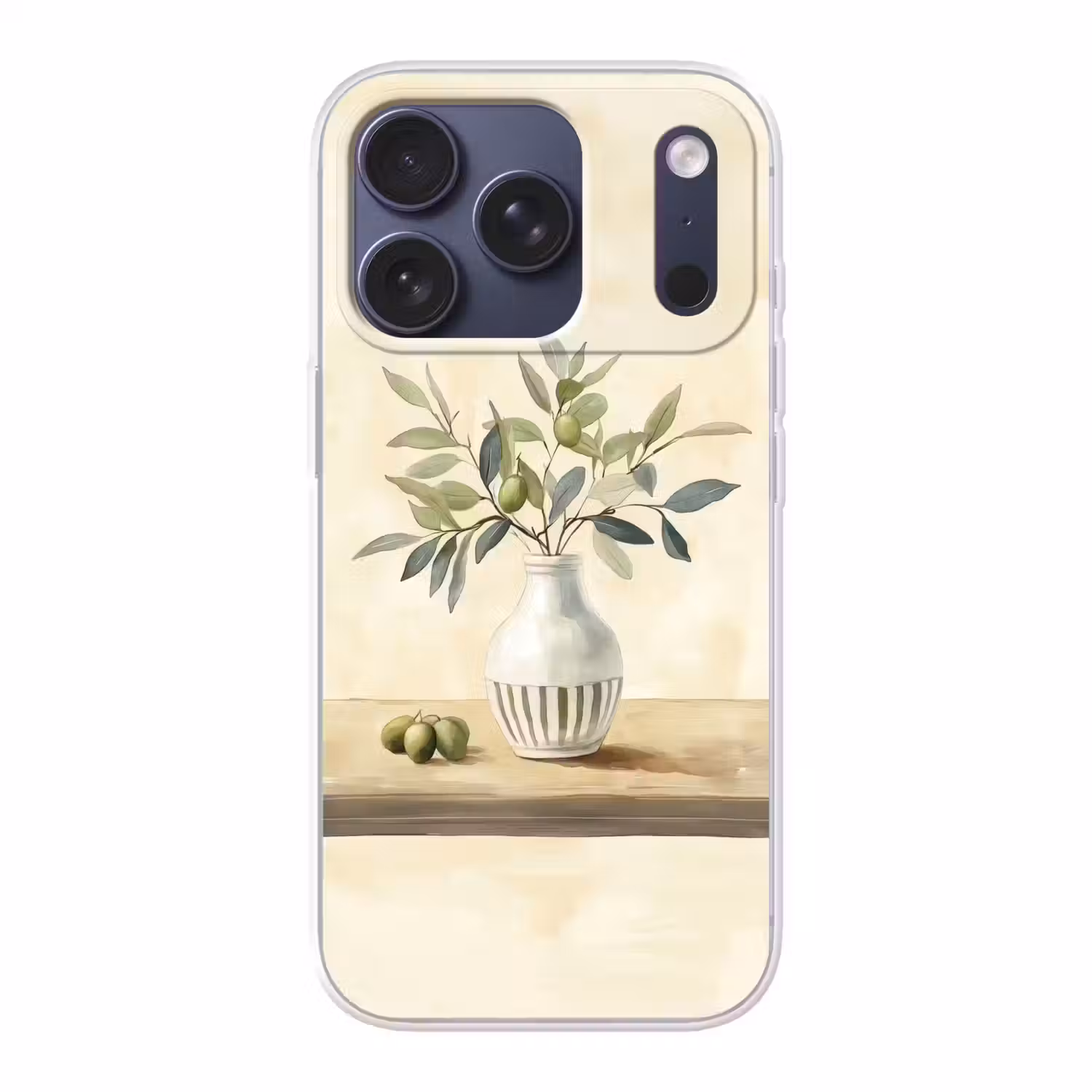 Vaas - Keramiek - Olijftakken Telefoonhoesje iPhone 17 Pro klein -3d