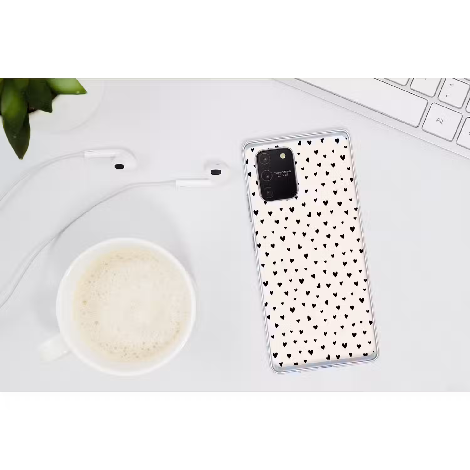 Valentijn - Harten - Zwart - Wit Telefoonhoesje Samsung Galaxy S10 Lite klein 364 -oordopS10Lite