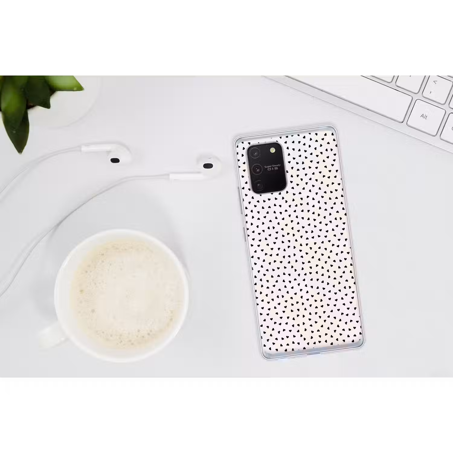 Valentijn - Liefde - Zwart - Wit Telefoonhoesje Samsung Galaxy S10 Lite klein 364 -oordopS10Lite