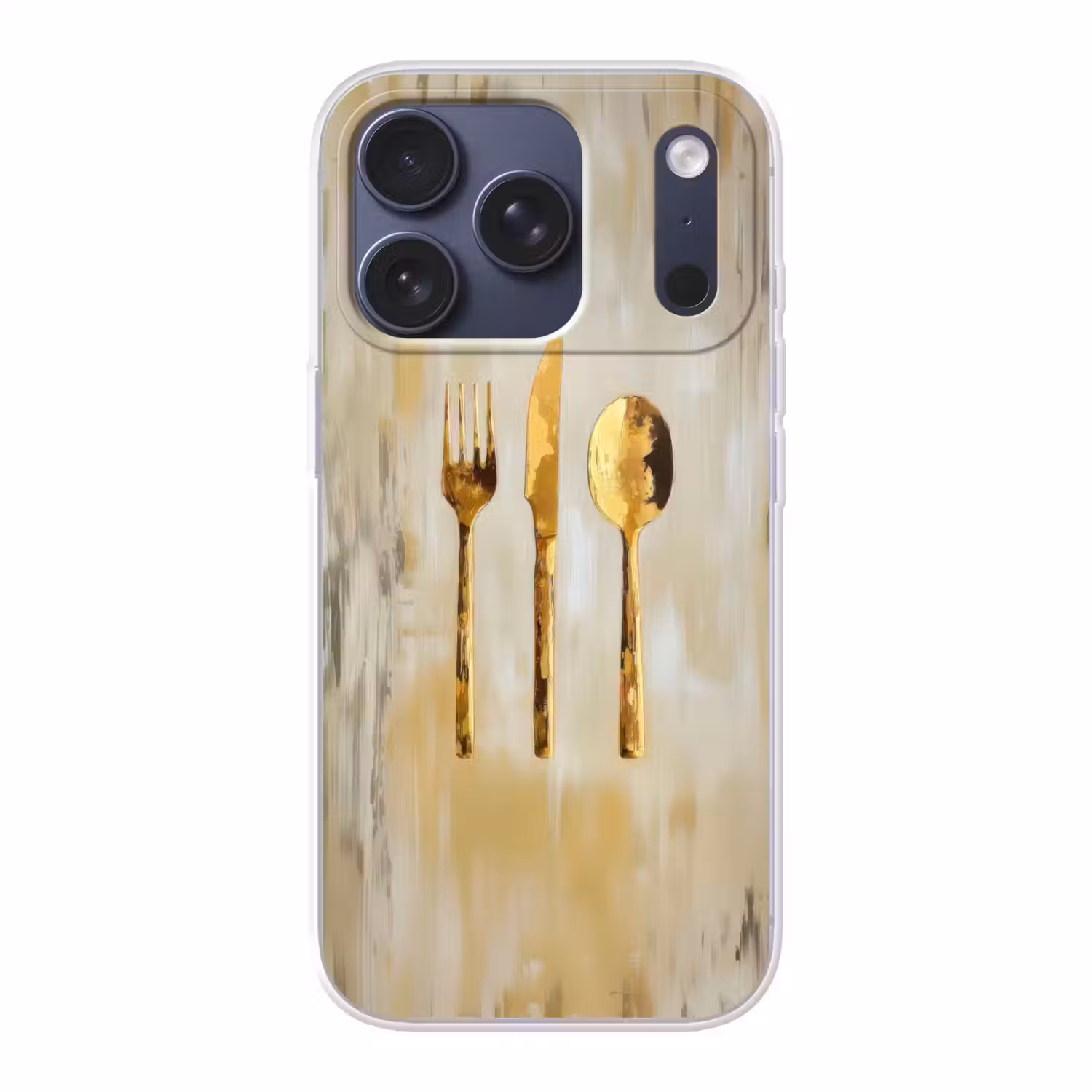 Verf - Goud - Bestek Telefoonhoesje iPhone 17 Pro klein -3d