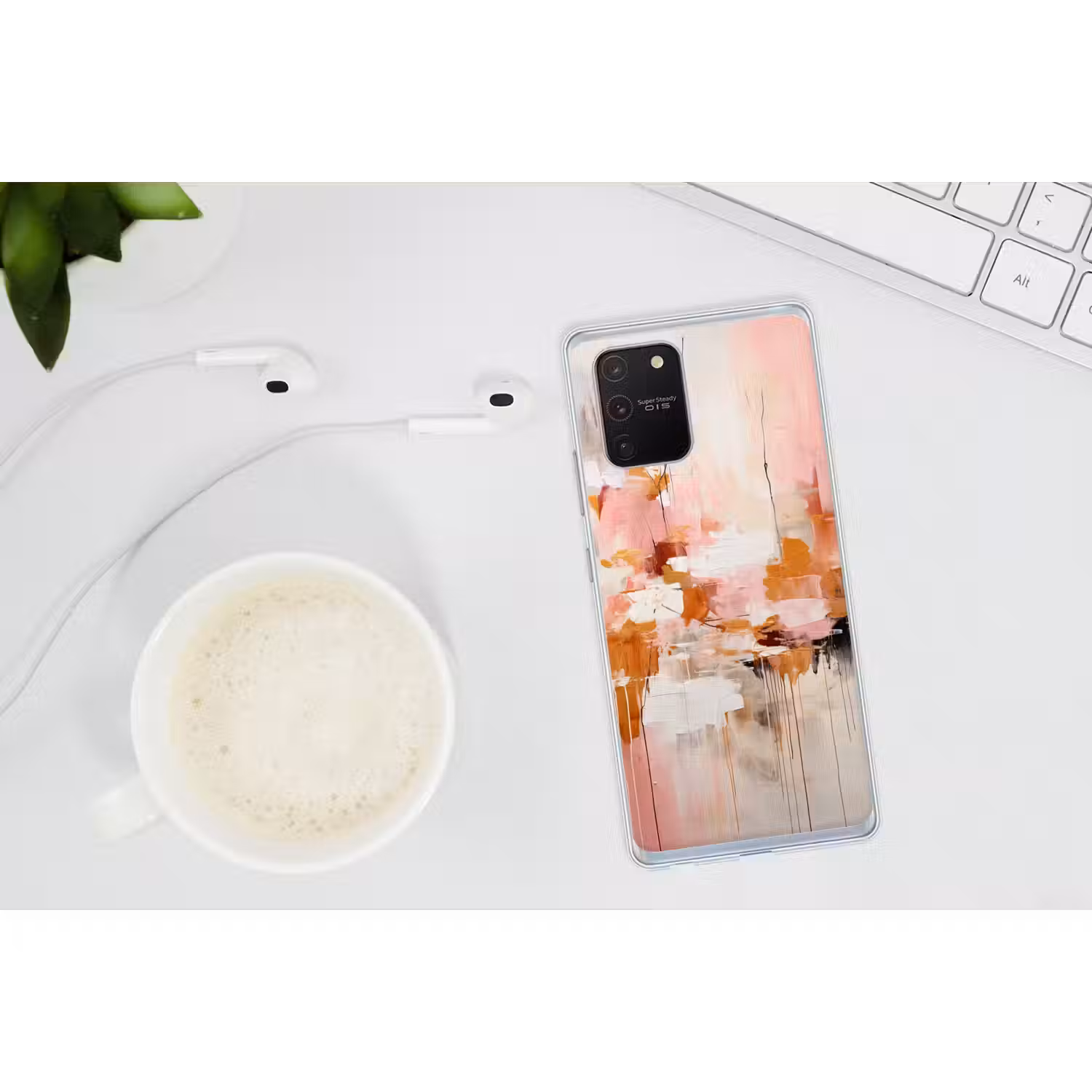 Verf - Roze - Oranje - Abstract - Kunst Telefoonhoesje Samsung Galaxy S10 Lite klein -oordopS10Lite
