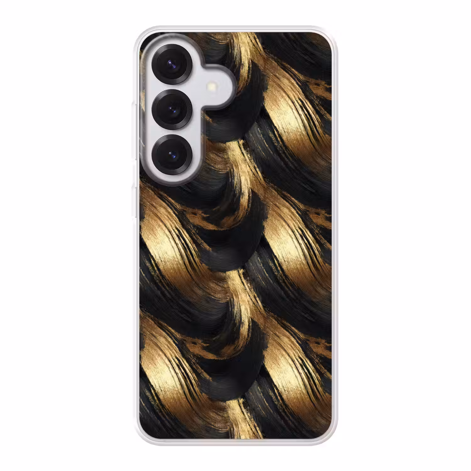 Verfstreken - Abstract - Goud - Zwart Telefoonhoesje Samsung Galaxy S26 klein 975 -3d